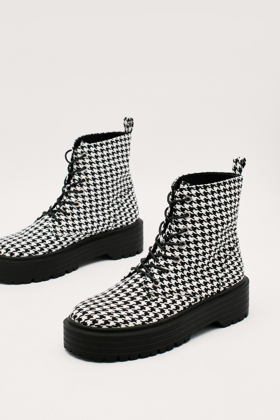 839 Houndstooth Chunky Hiker Boots image number 2