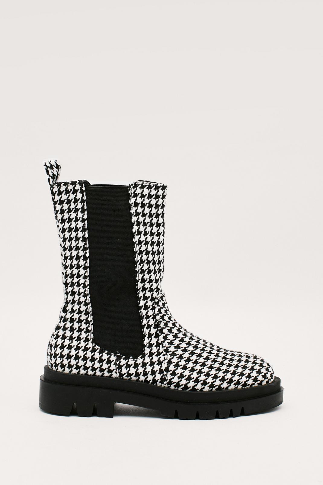839 Houndstooth Chunky High Ankle Chelsea Boots image number 2