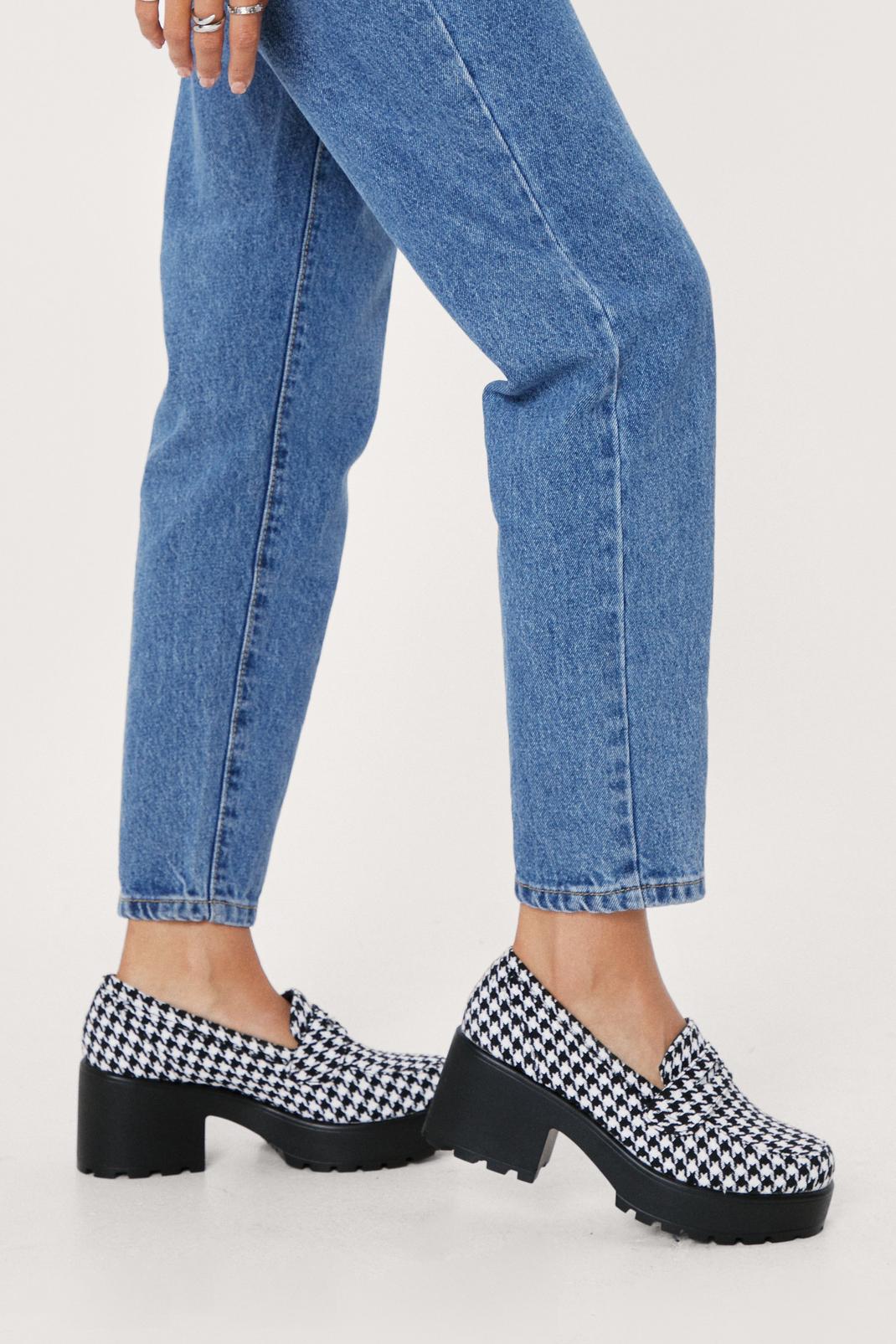 839 Houndstooth Chunky Heeled Loafers image number 2