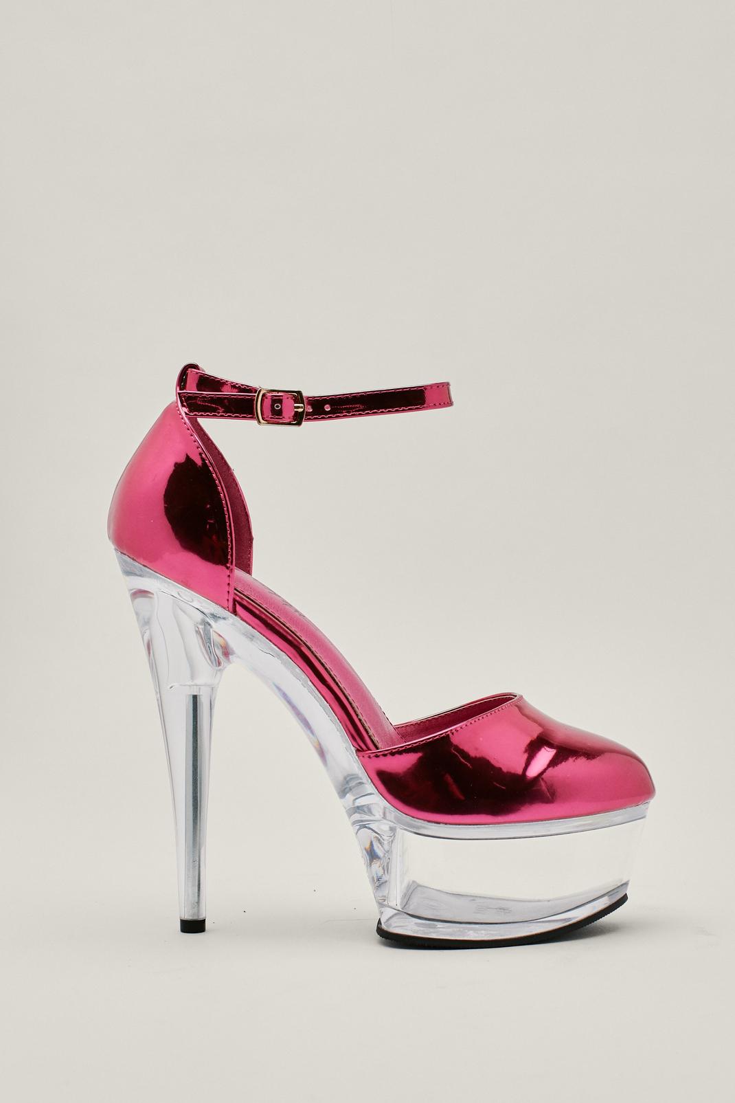 Pink Platform Metallic Platform Stiletto Heels image number 1