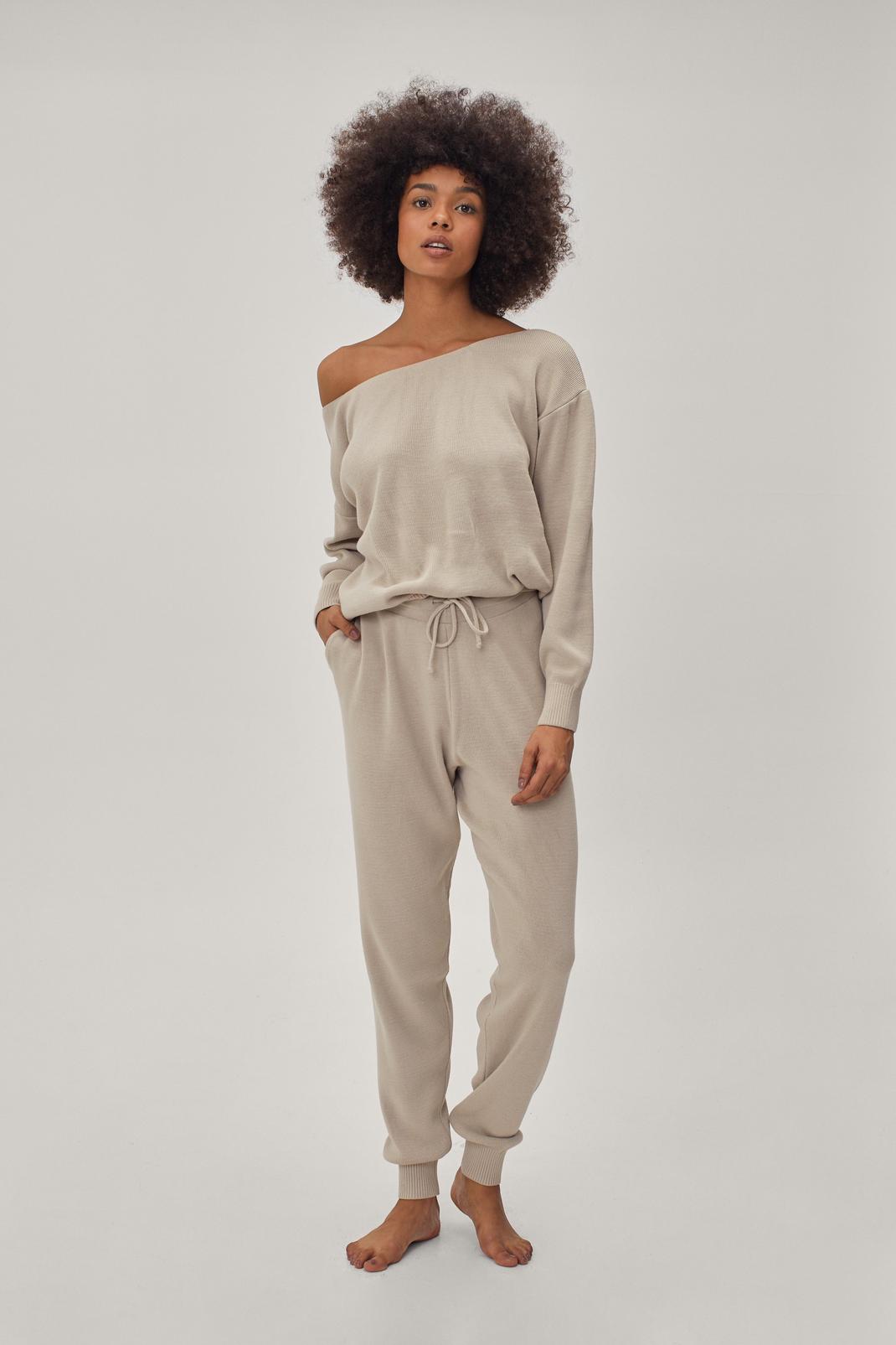 Stone Boat Neck Relaxed Sweater and Sweatpants Lounge Set image number 1