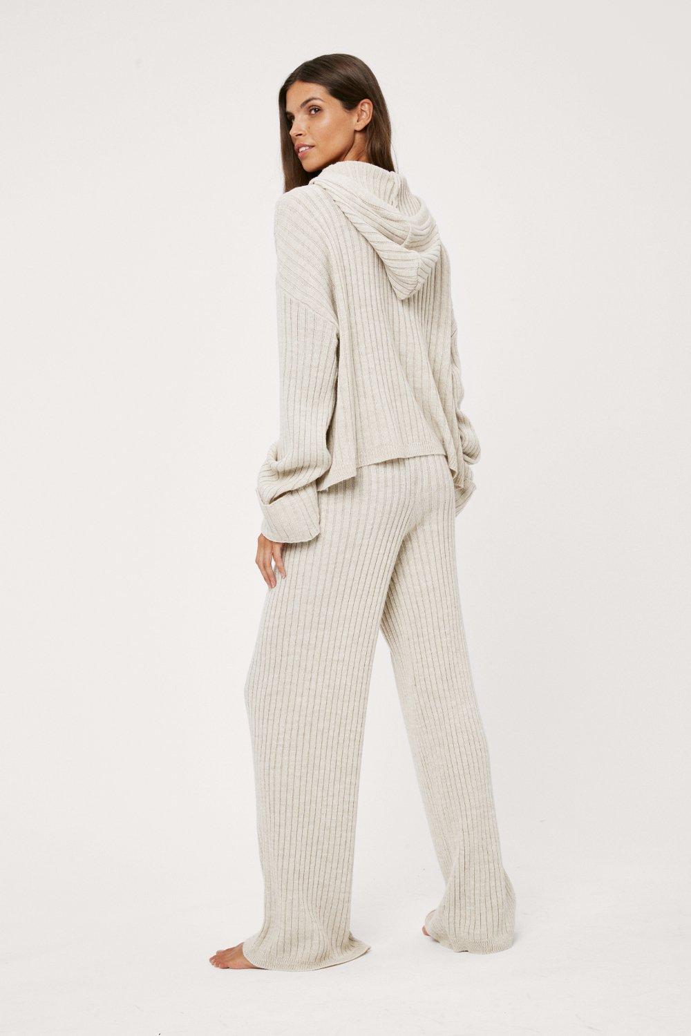 Knitted Hoodie and Trousers Lounge Set