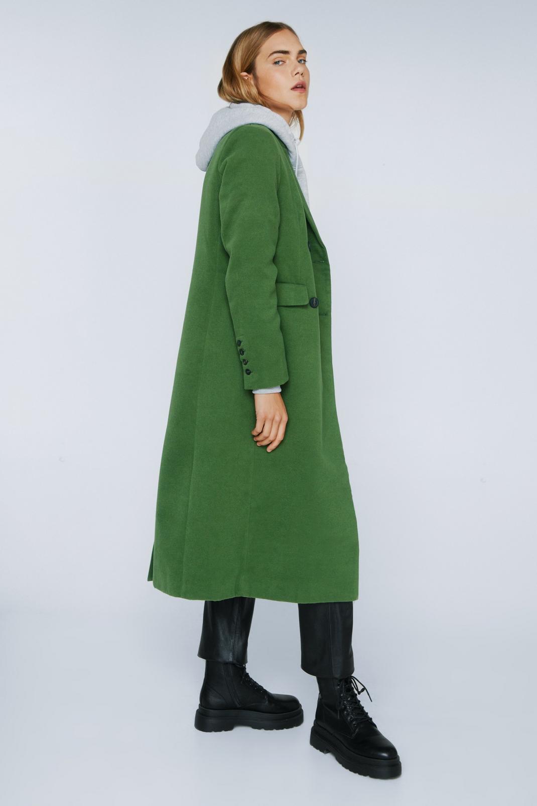 130 Faux Wool Double Breasted Longline Coat image number 2