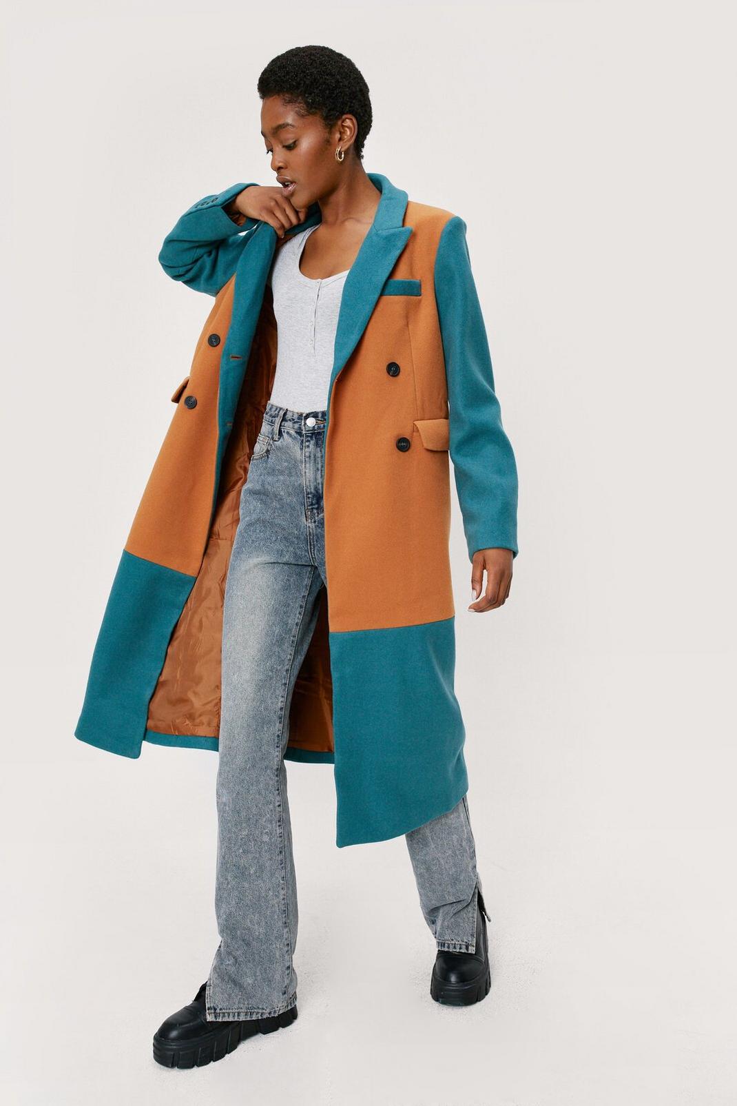 Manteau mi-long en laine avec empiècement coloré, 168 image number 1