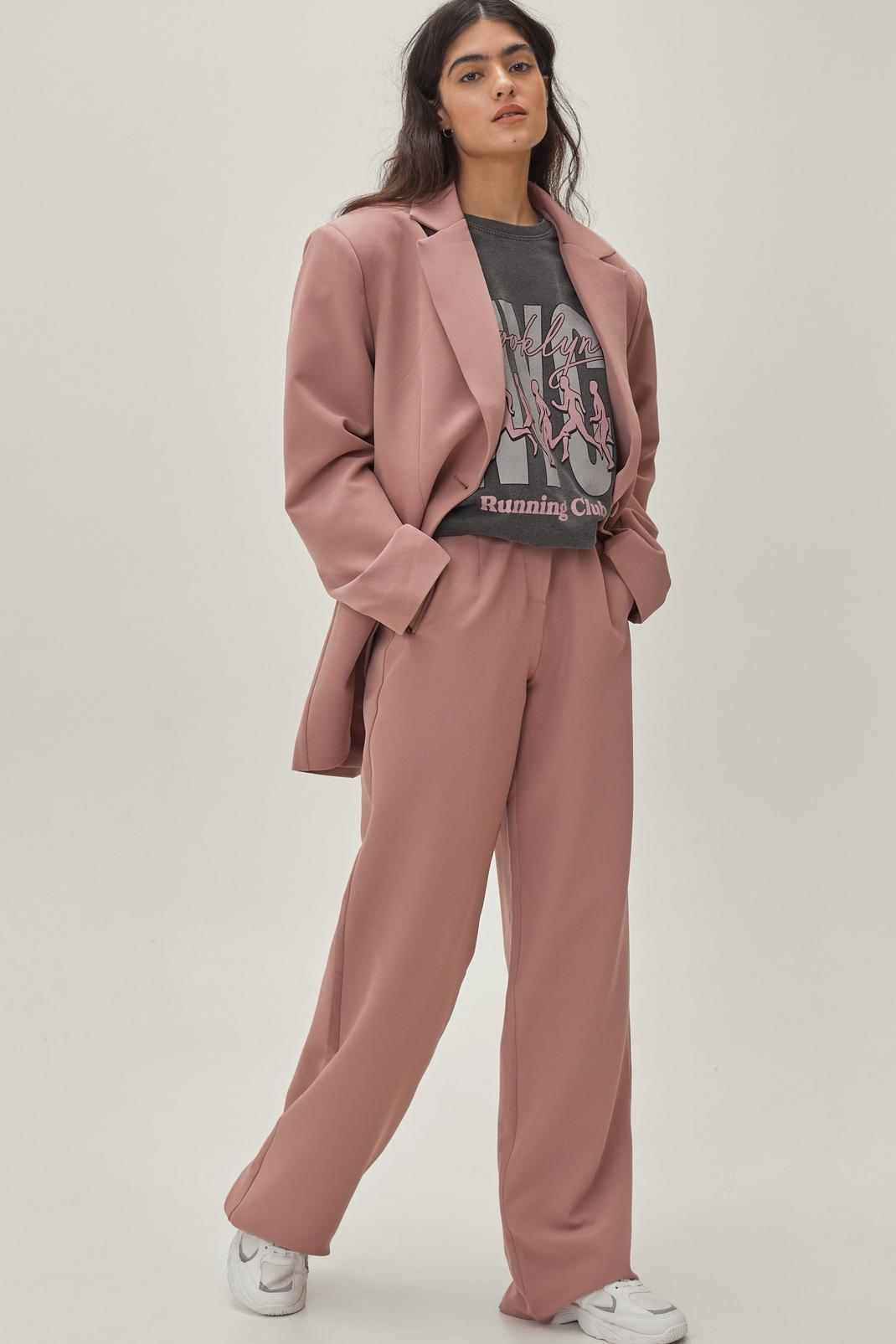 Blush High Waisted Tailored Wide Leg Pants image number 1