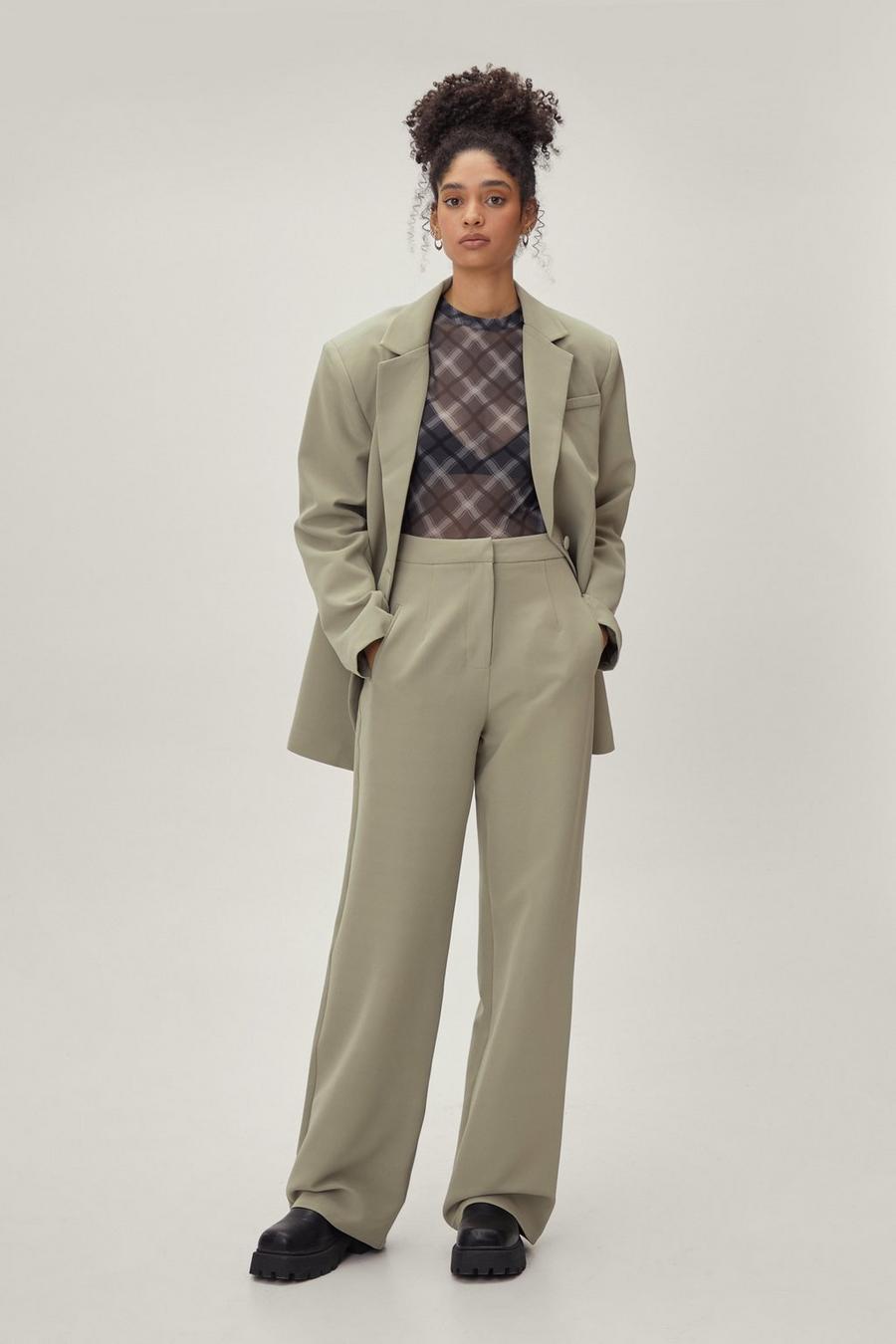 High Waisted Tailored Wide Leg Trousers