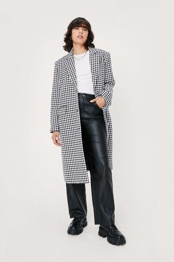 Black Oversized Button Down Houndstooth Coat