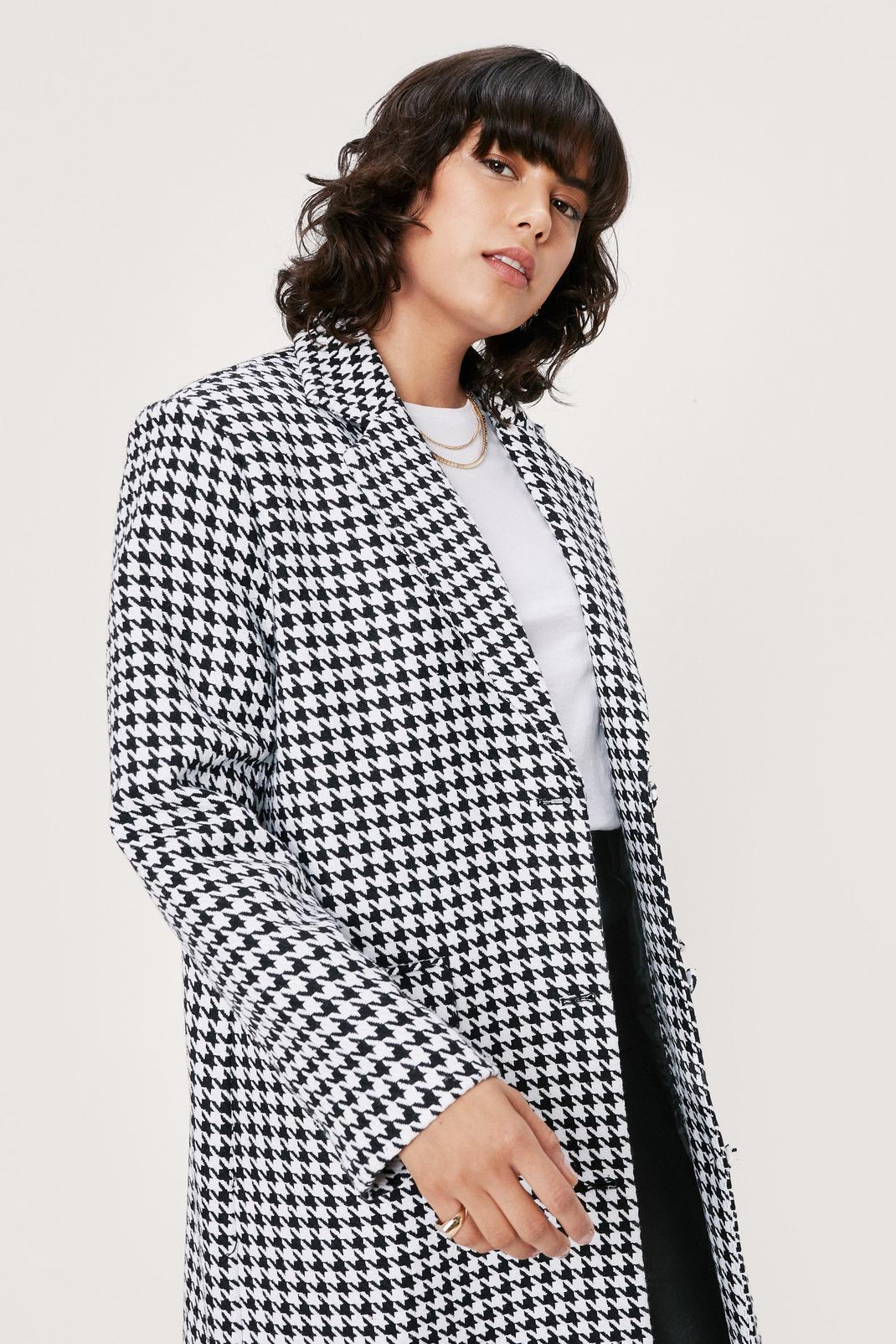 105 Oversized Button Down Houndstooth Coat image number 2