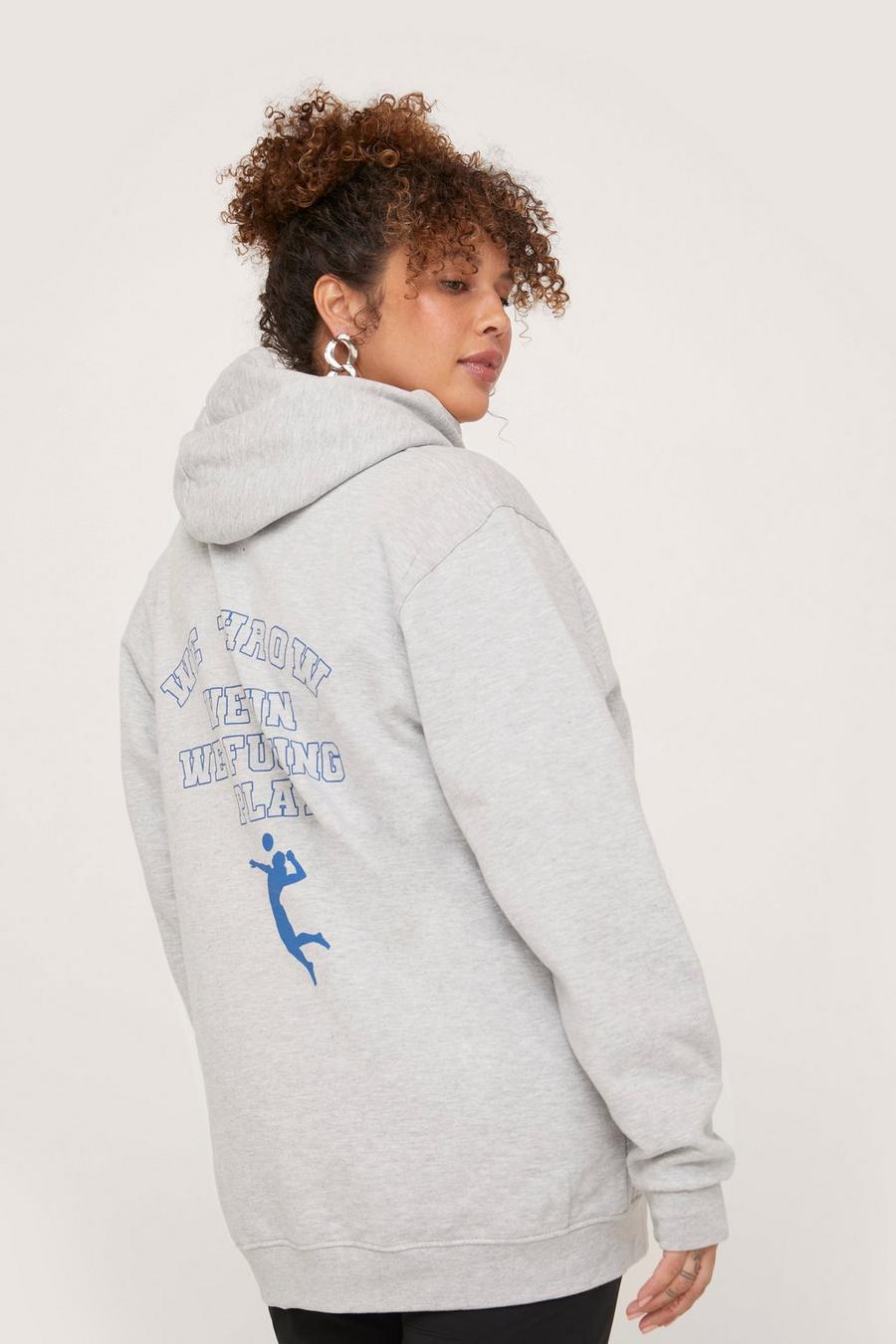 Plus Size We Throw Graphic Oversized Hoodie