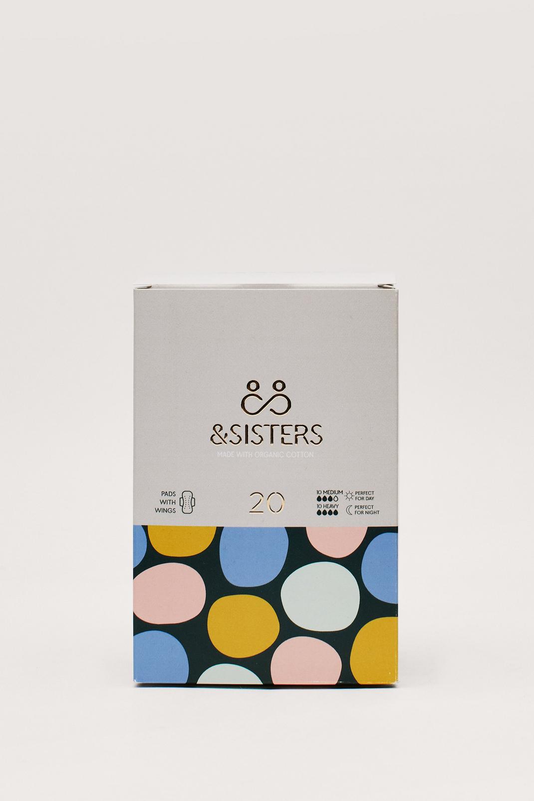 Boîte de 20 serviettes hygièniques en coton bio &Sistersd pour flux moyen, Grey image number 1