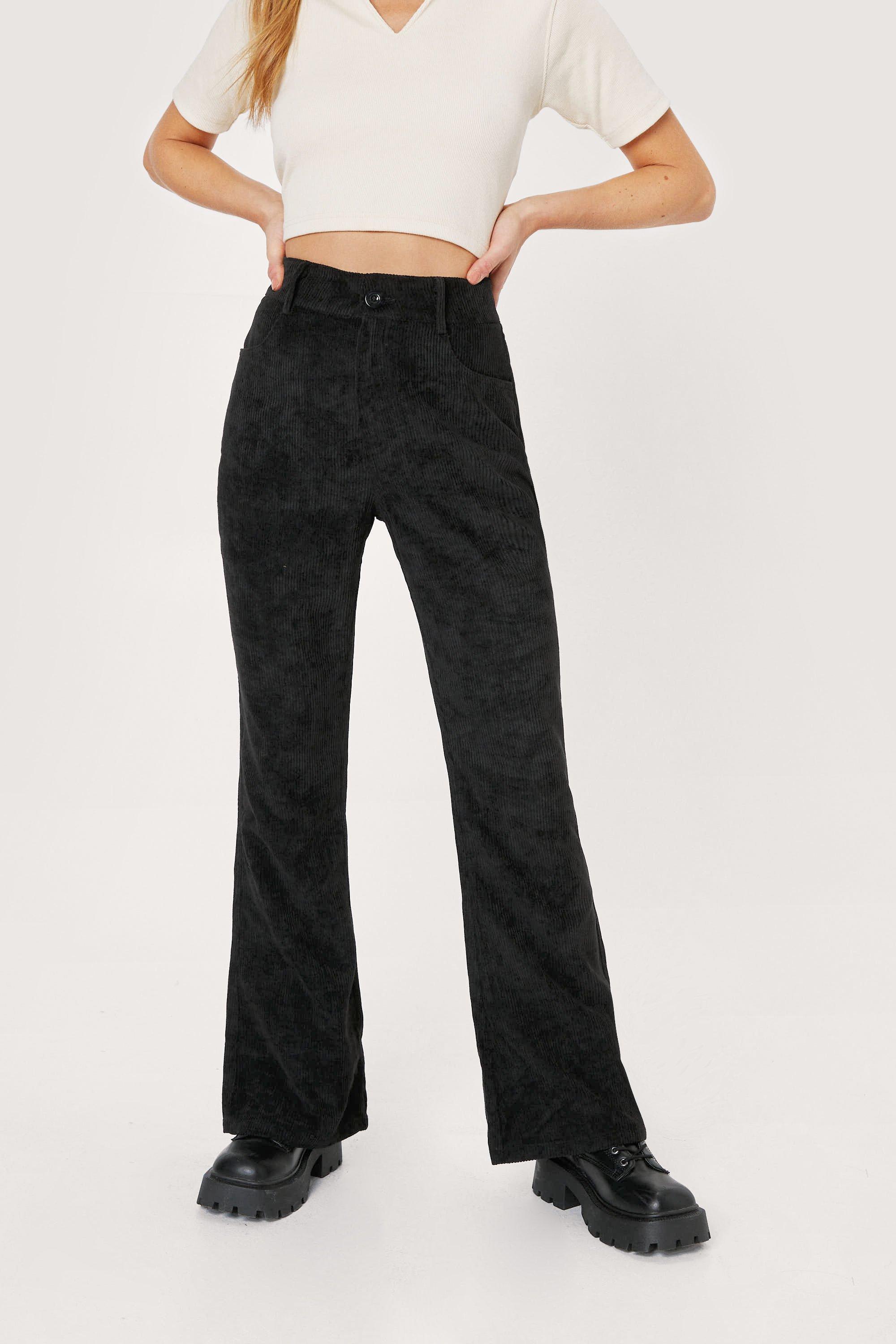 High Waisted Flared Leg Trousers