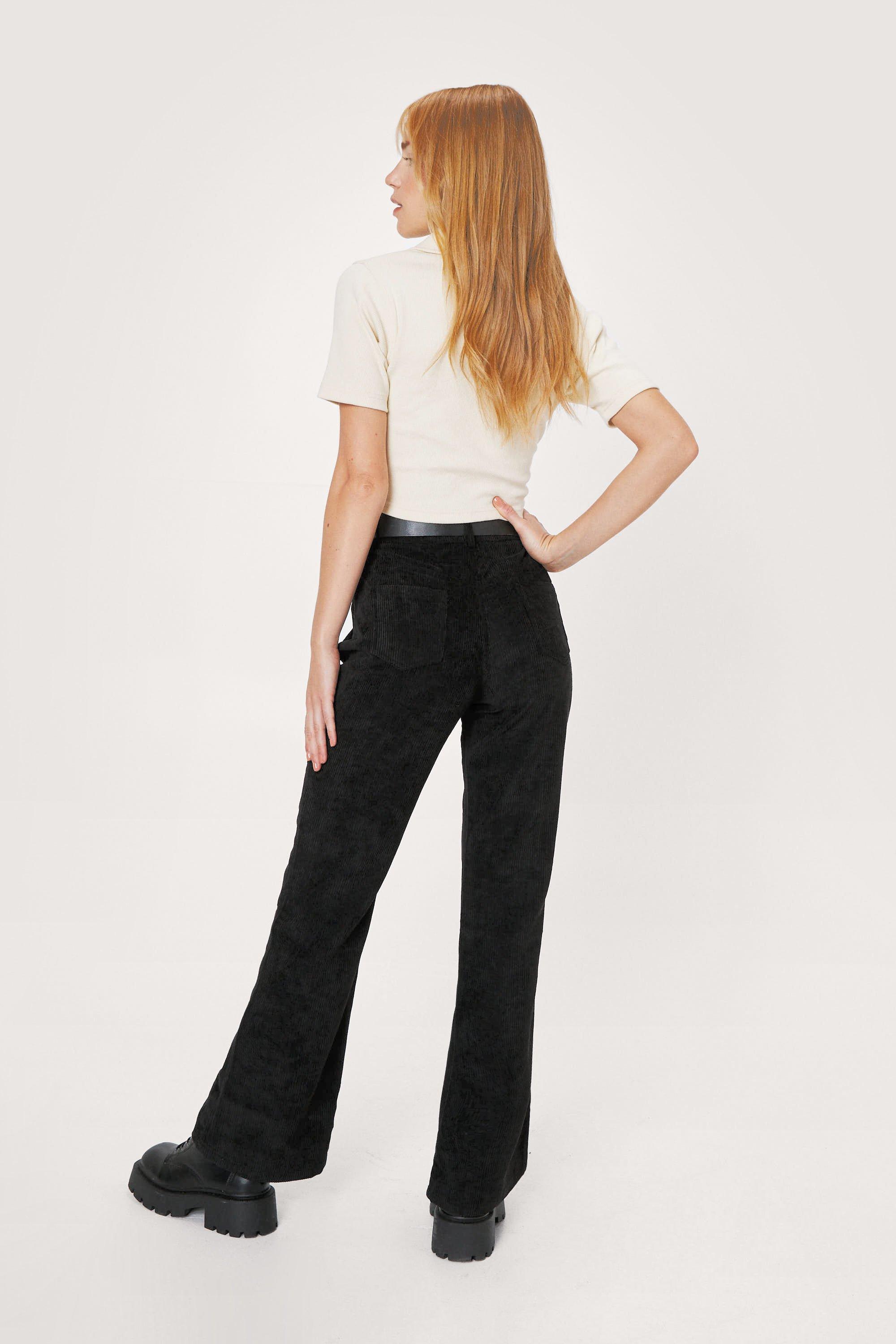 black corduroy flare jeans