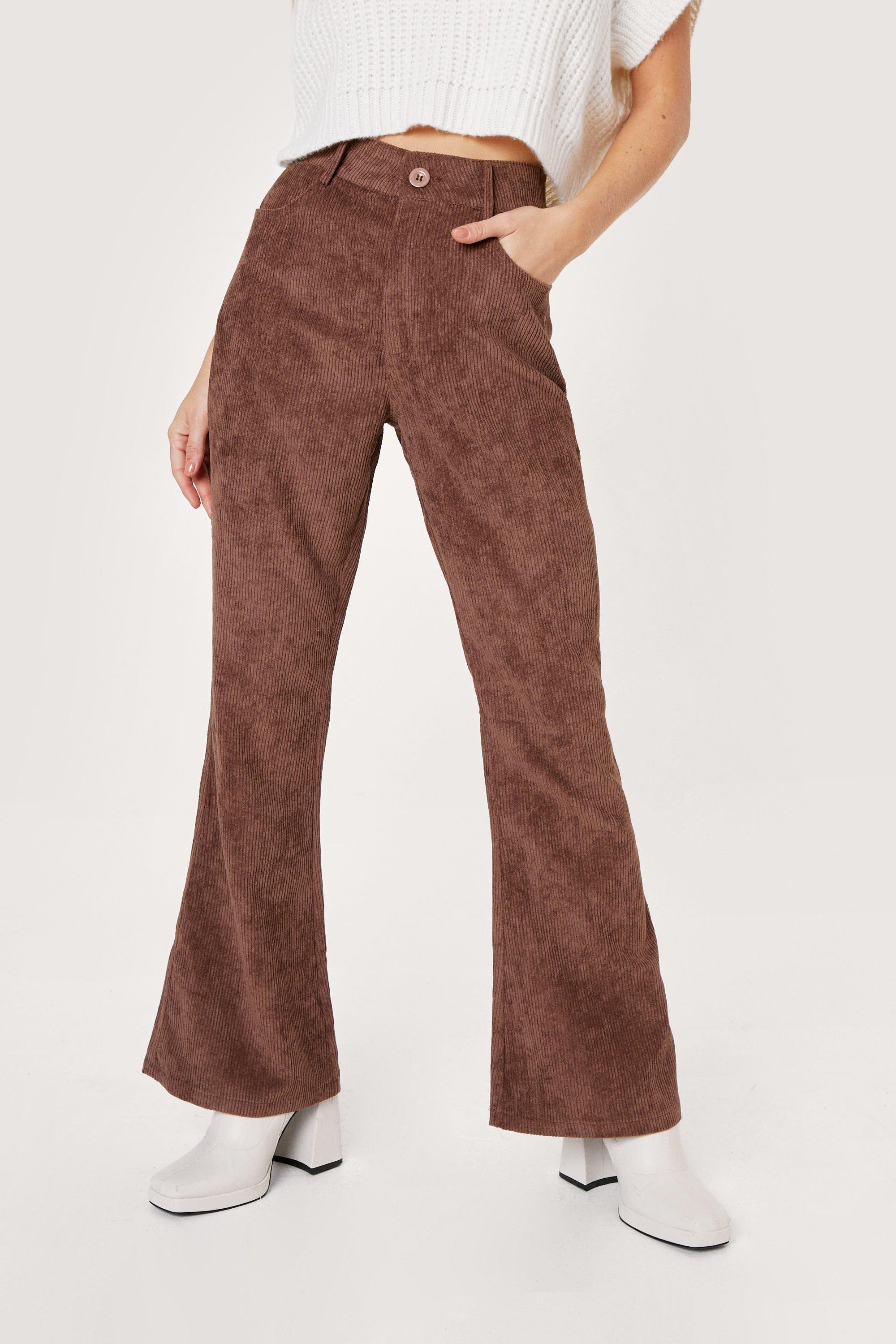 Petite Corduroy High Waisted Flared Trousers