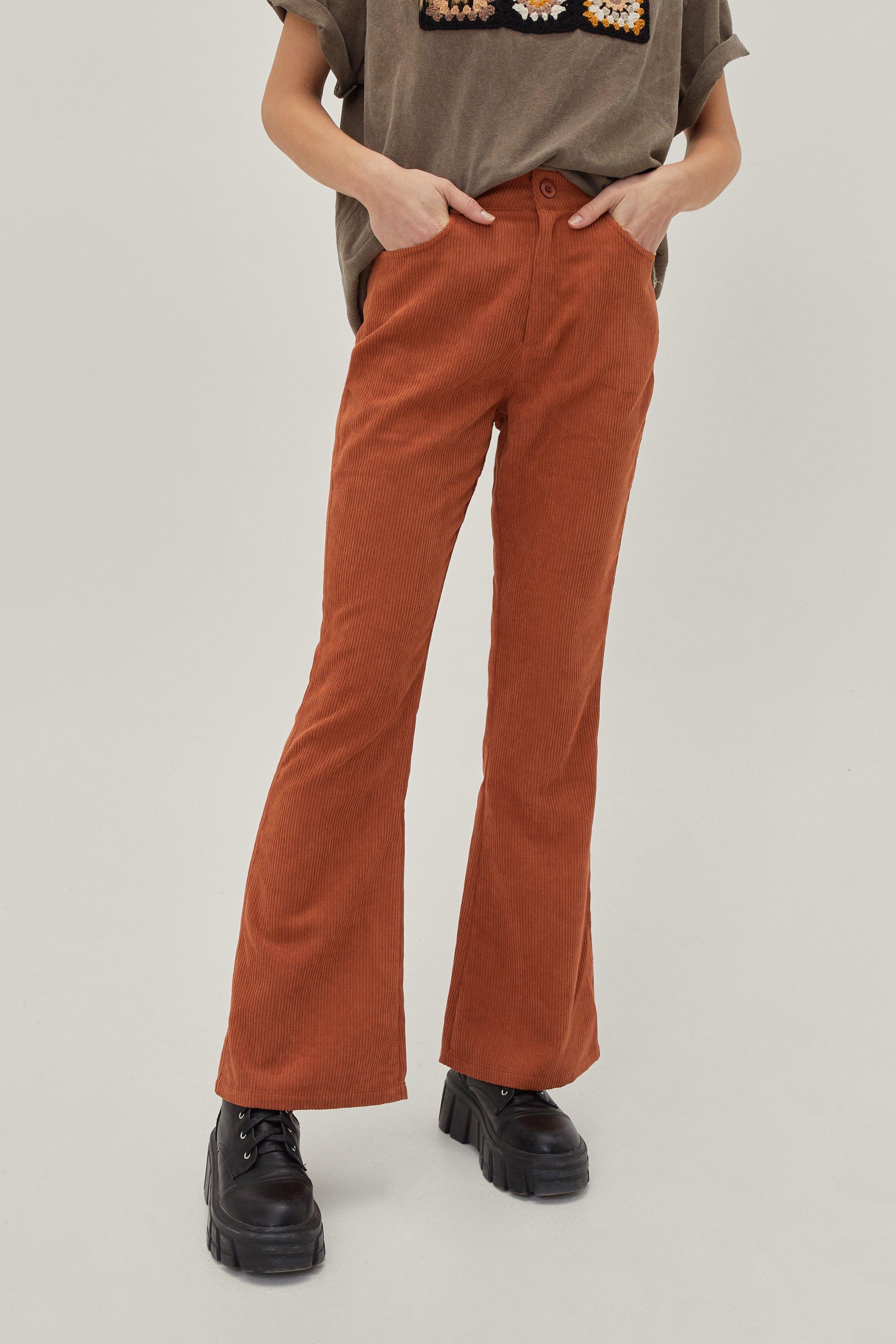 Petite Corduroy High Waisted Flared Trousers