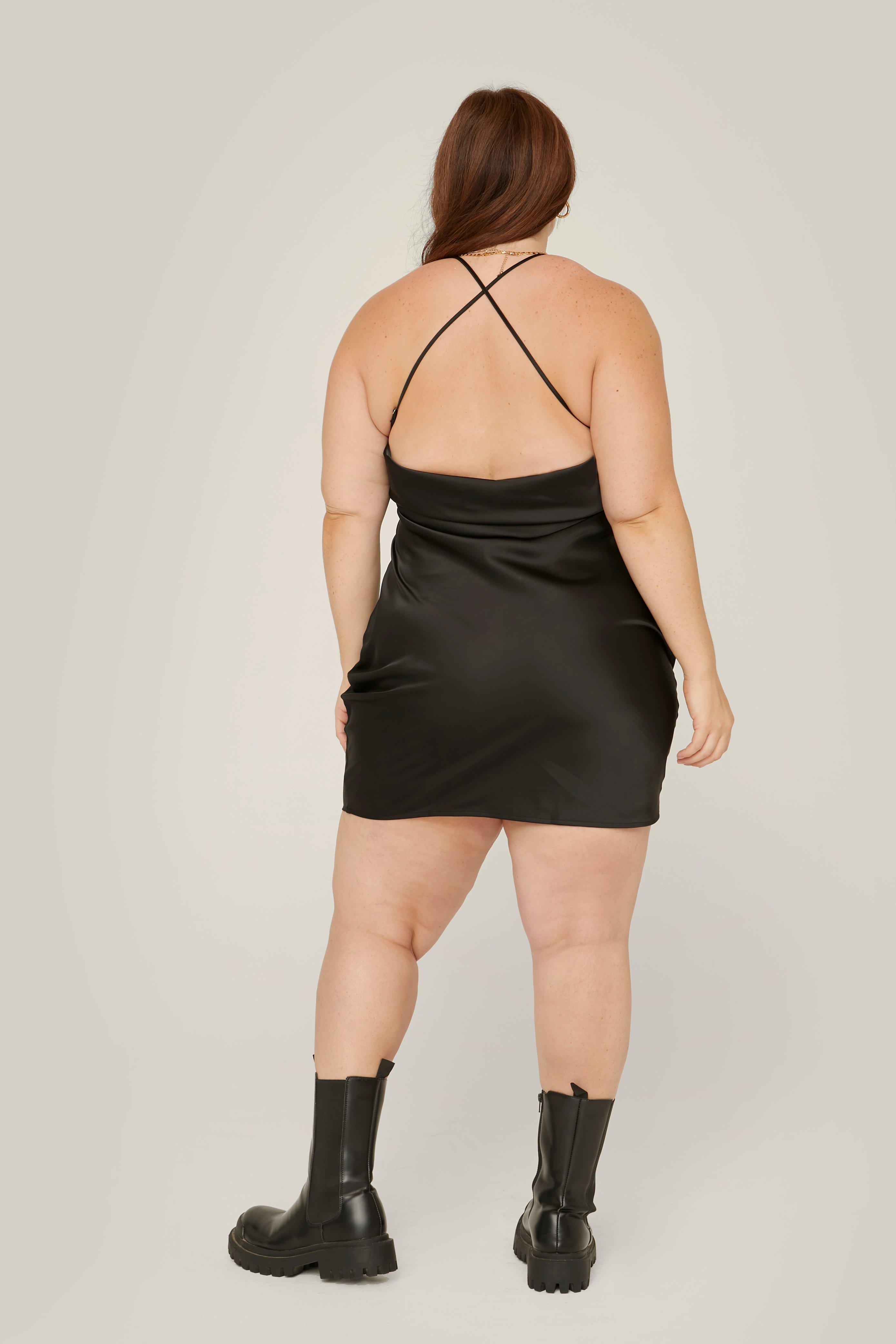 Plus size 2025 satin mini dress