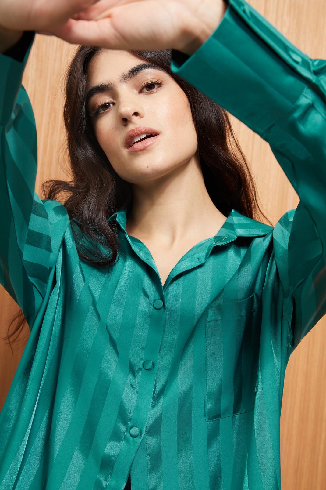 Emerald Premium Jacquard Stripe Pajama Short Set image number 1