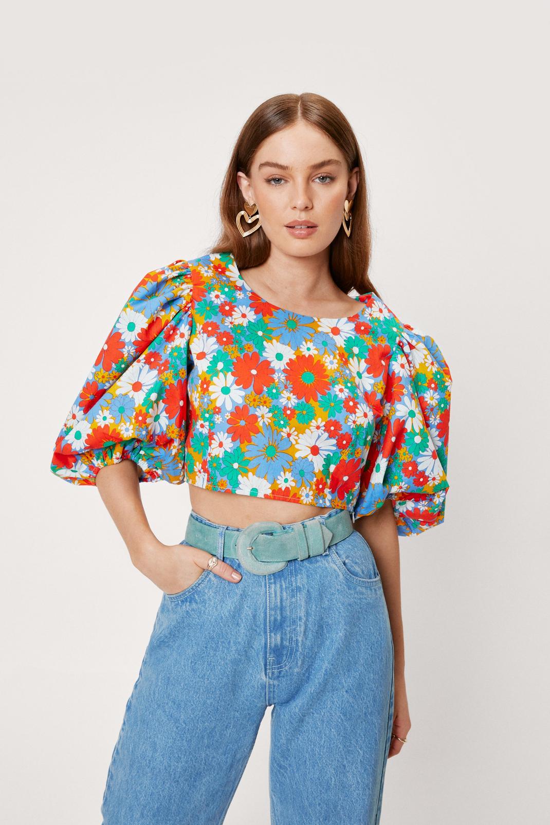 Floral Print Puff Sleeve Crop Top | Nasty Gal