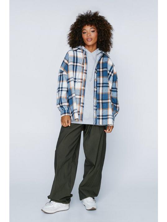 Large Check Flannel Check Oversized Shacket