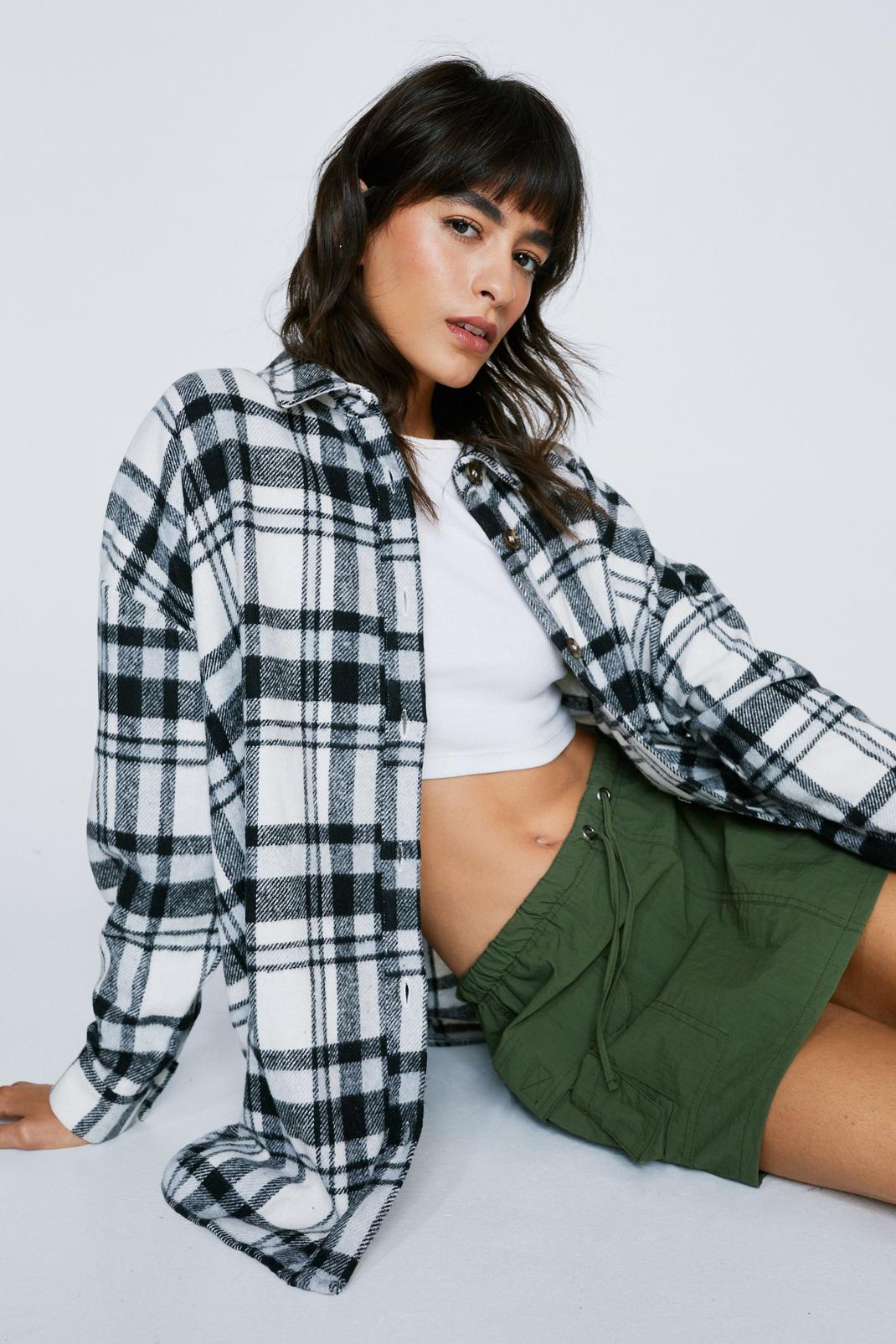 Mono Check Check Flannel Oversized Shacket image number 1