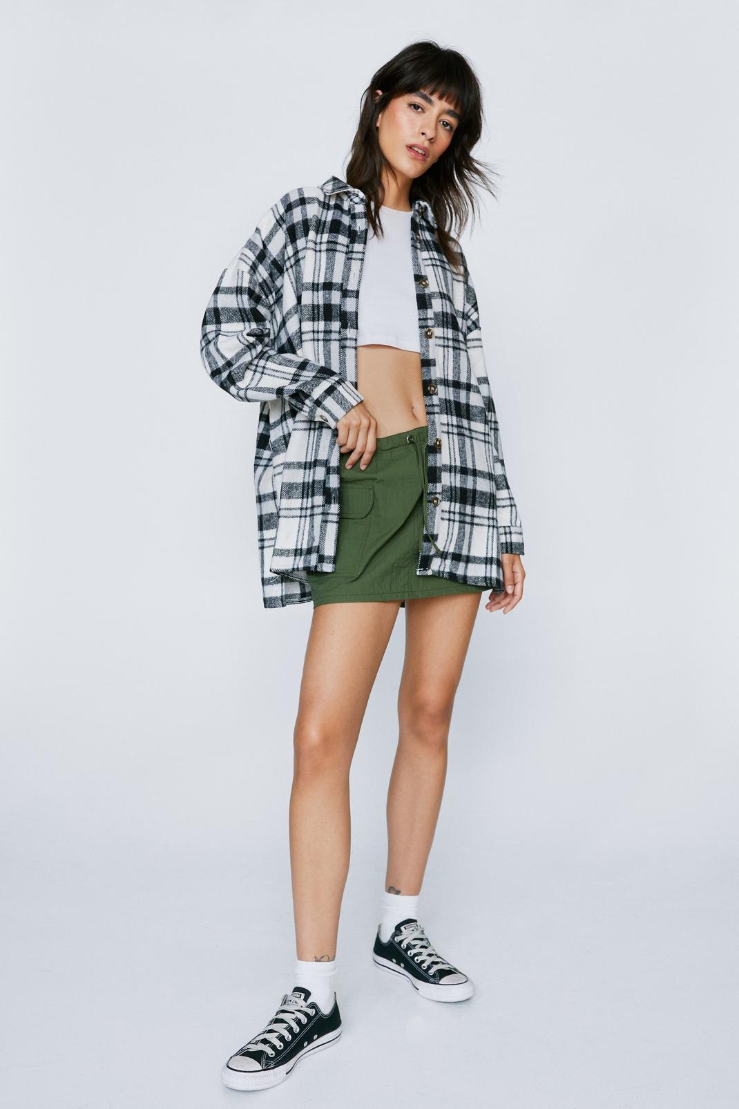 808 Mono Check Plaid Flannel Oversized Shacket image number 2