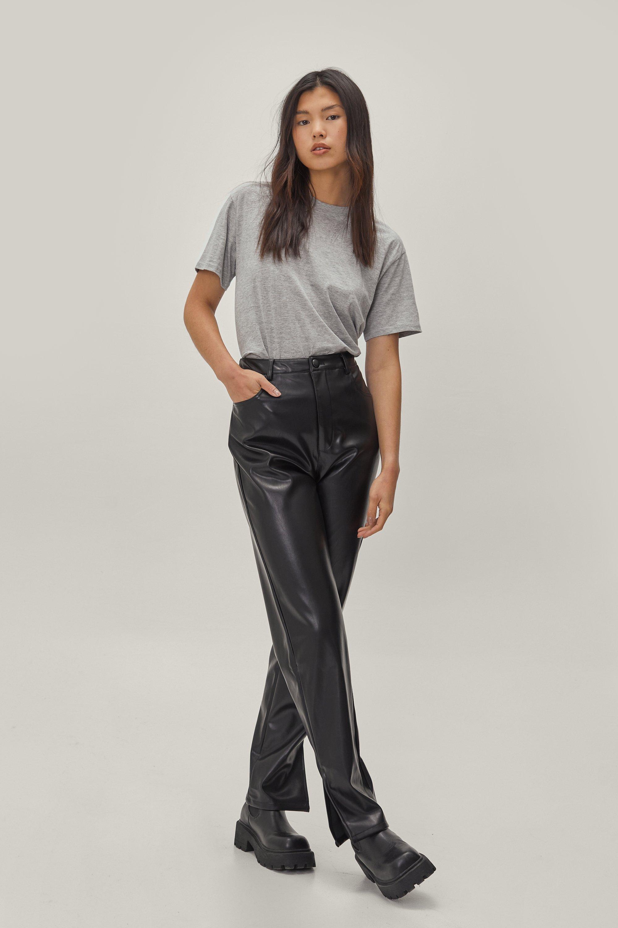 split leg leather pants