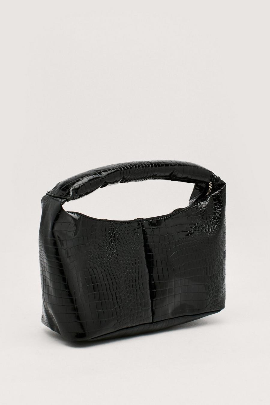 Faux Leather Croc Shoulder Bag