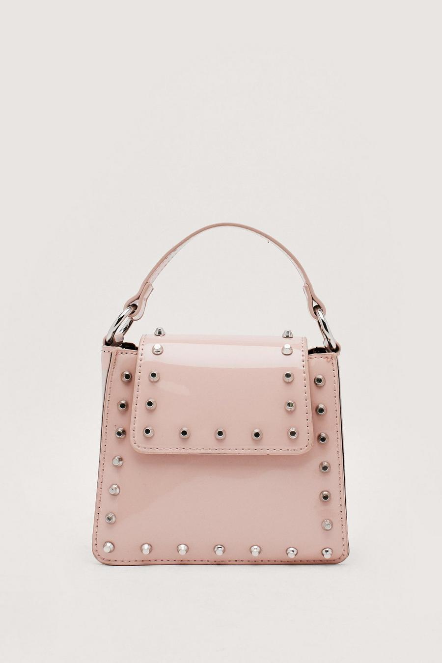 Patent Faux Leather Studded Crossbody Bag