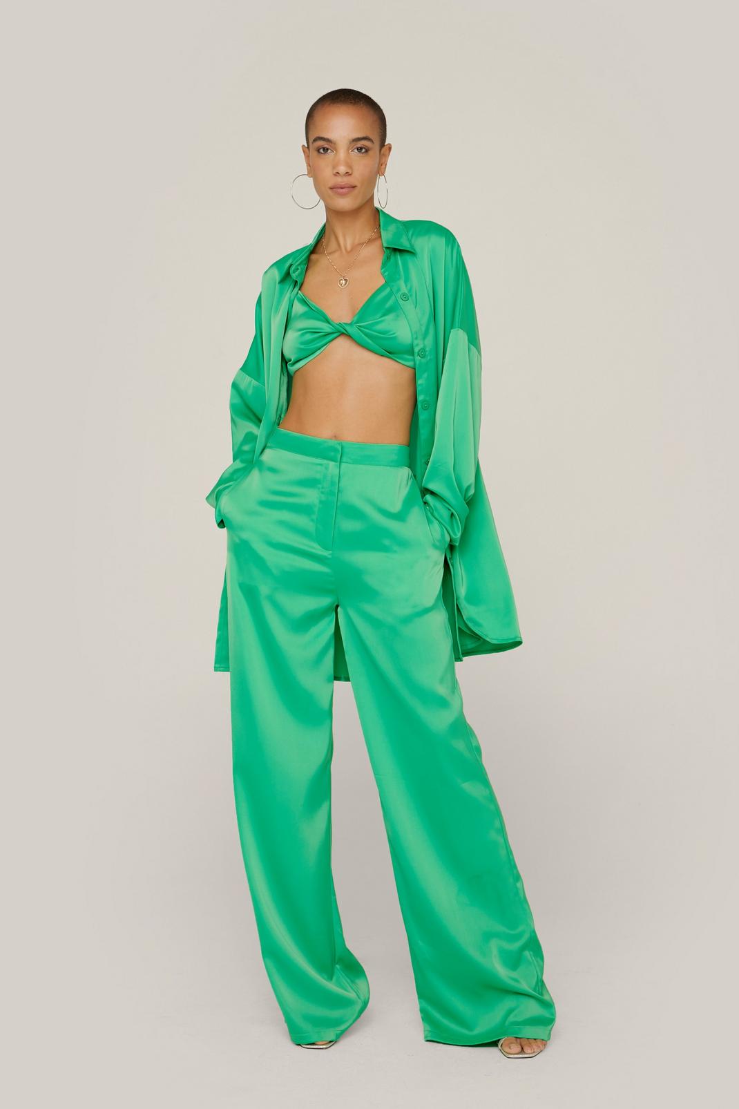Satin Wide Leg Mid Rise Tailored Pants | Nasty Gal