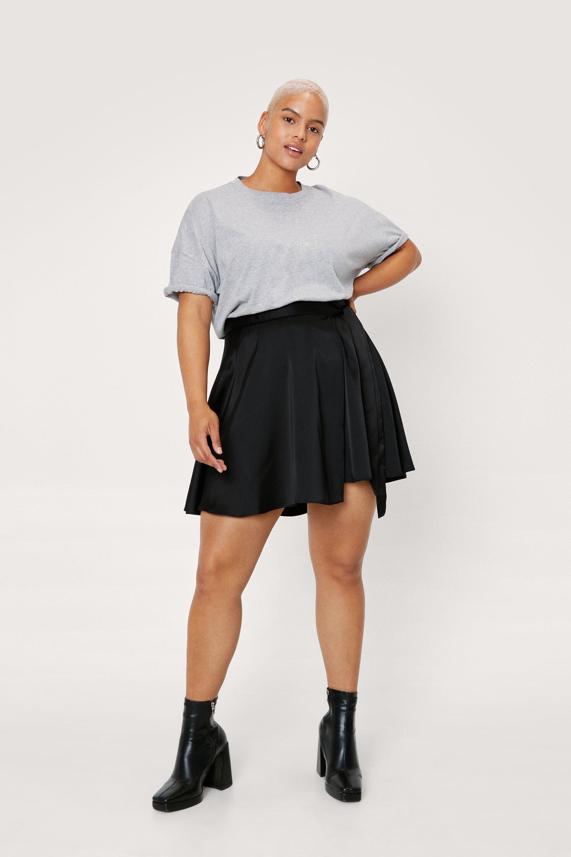 Plus size satin mini skirt best sale