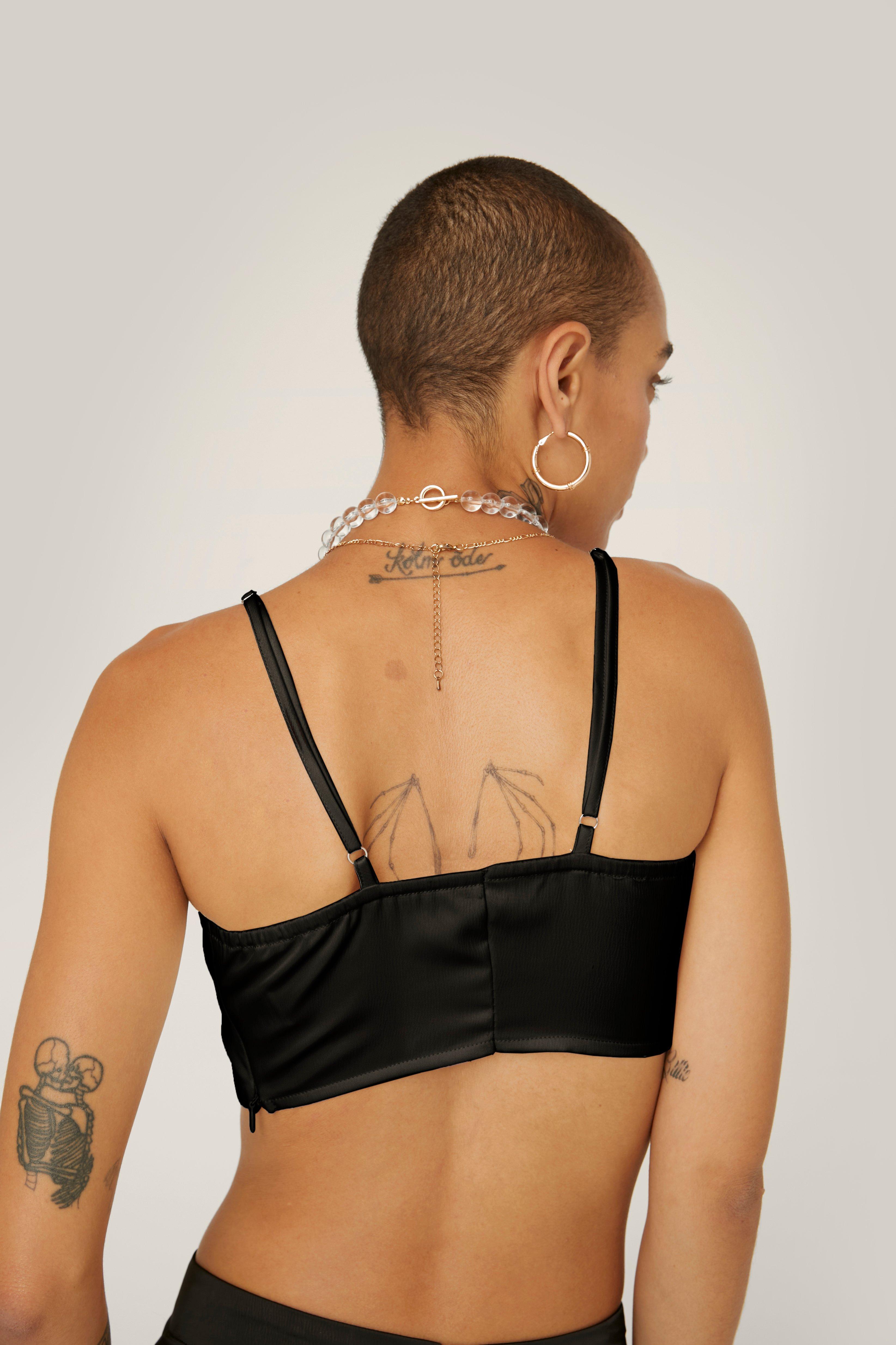 Buy MissPap Tailored Premium Strappy Bralette Top In Black