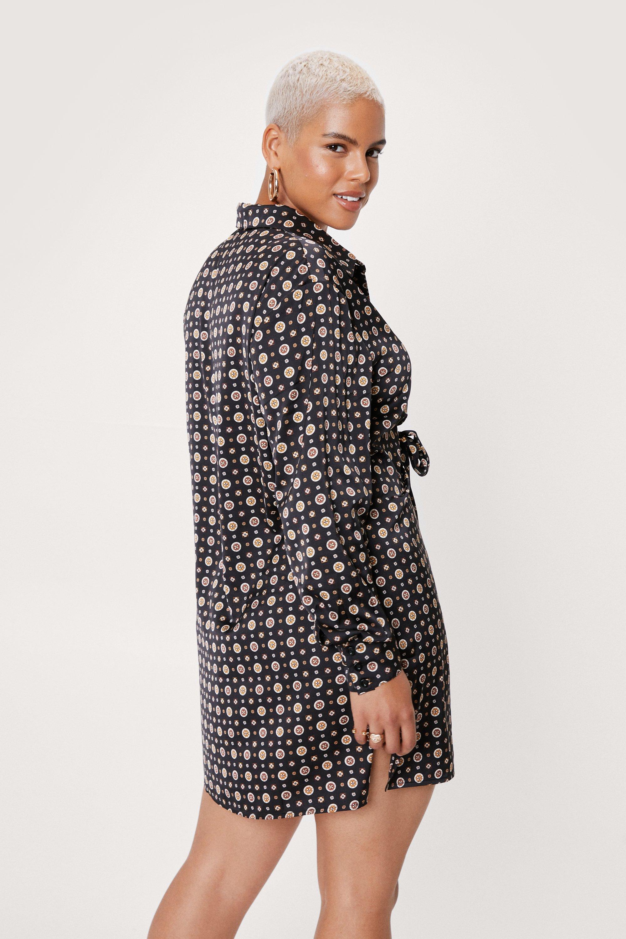 Plus Size Chain Print Tie Front Shirt Dress Nasty Gal