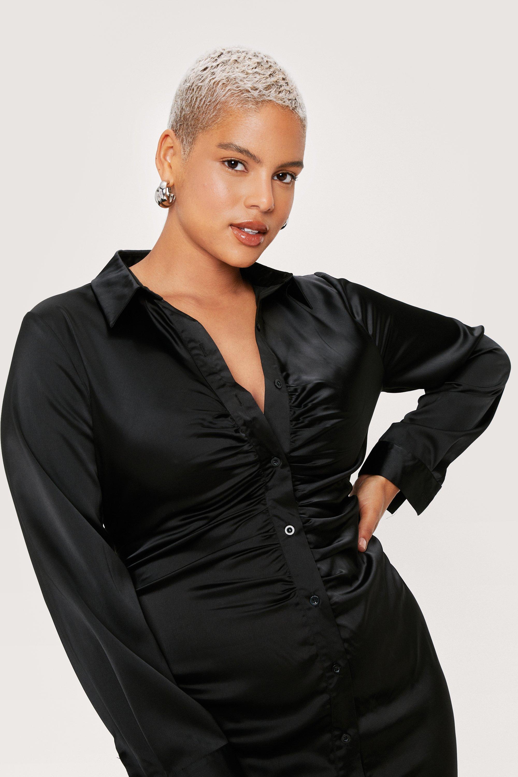 Silk shirt store dress plus size