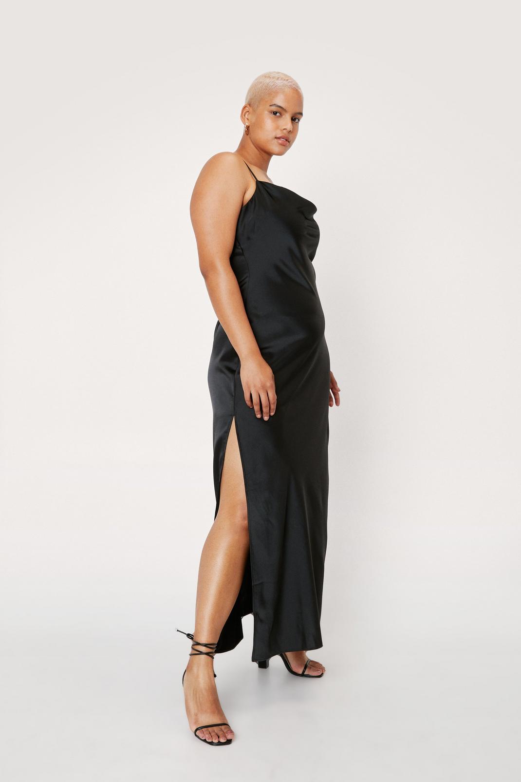 105 Plus Size Satin Cowl Maxi Dress image number 2
