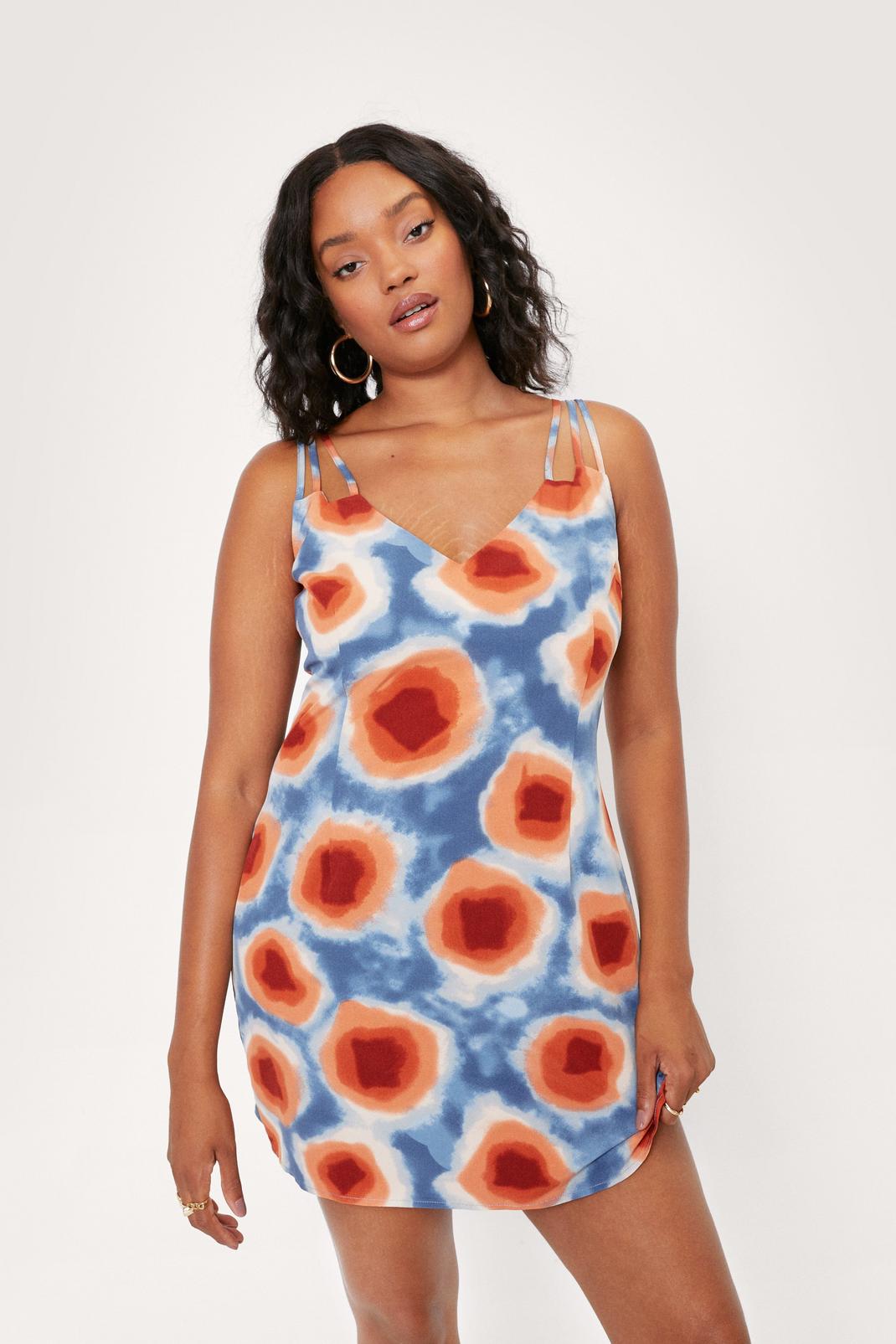 Blue Plus Size Smudge Print Cami Dress image number 1