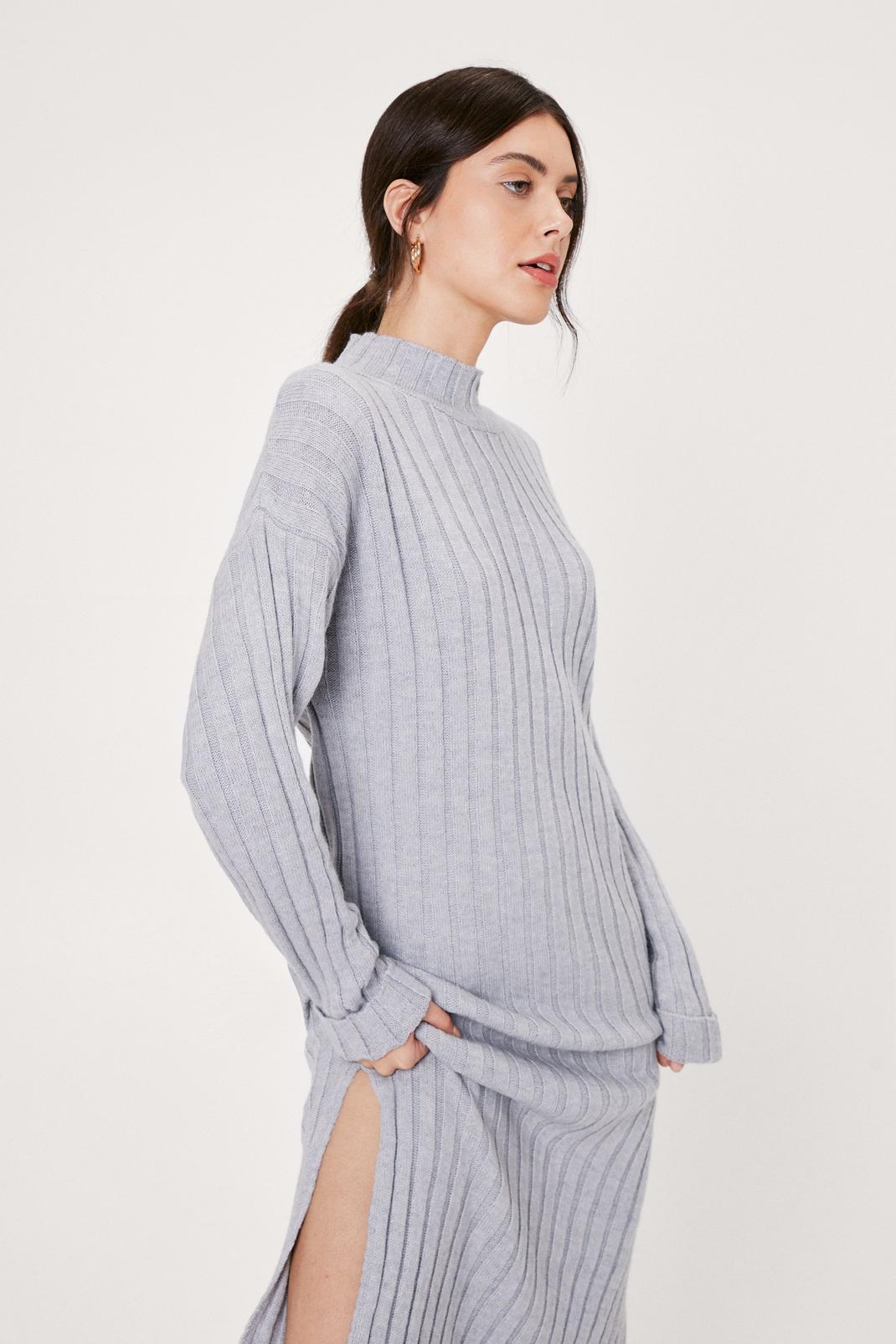 131 Wide Ribbed Turn Cuff Midi Sweater Dress image number 2