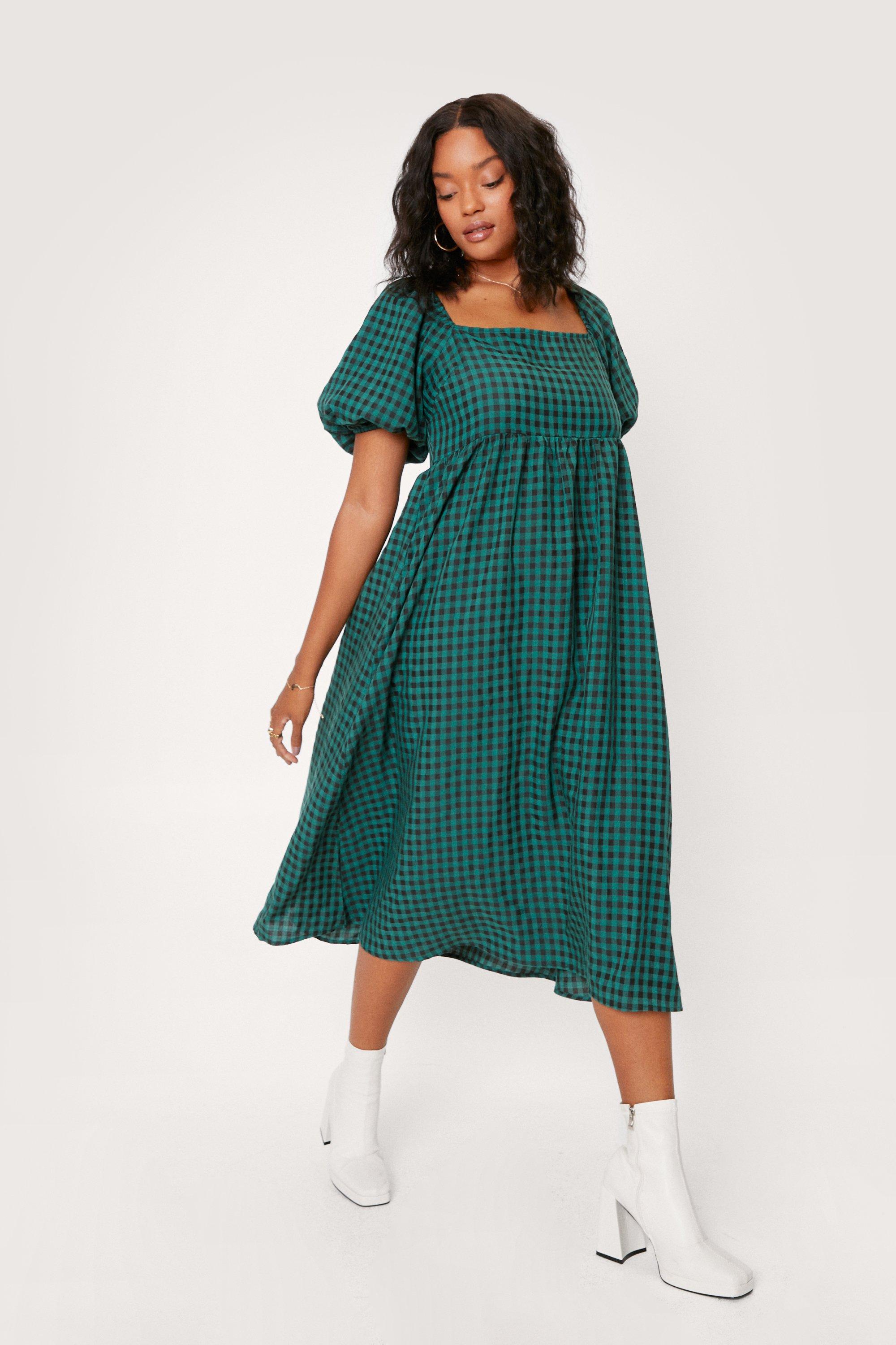 det er nytteløst positur heroin Plus Size Green Check Smock Midi Dress | Nasty Gal