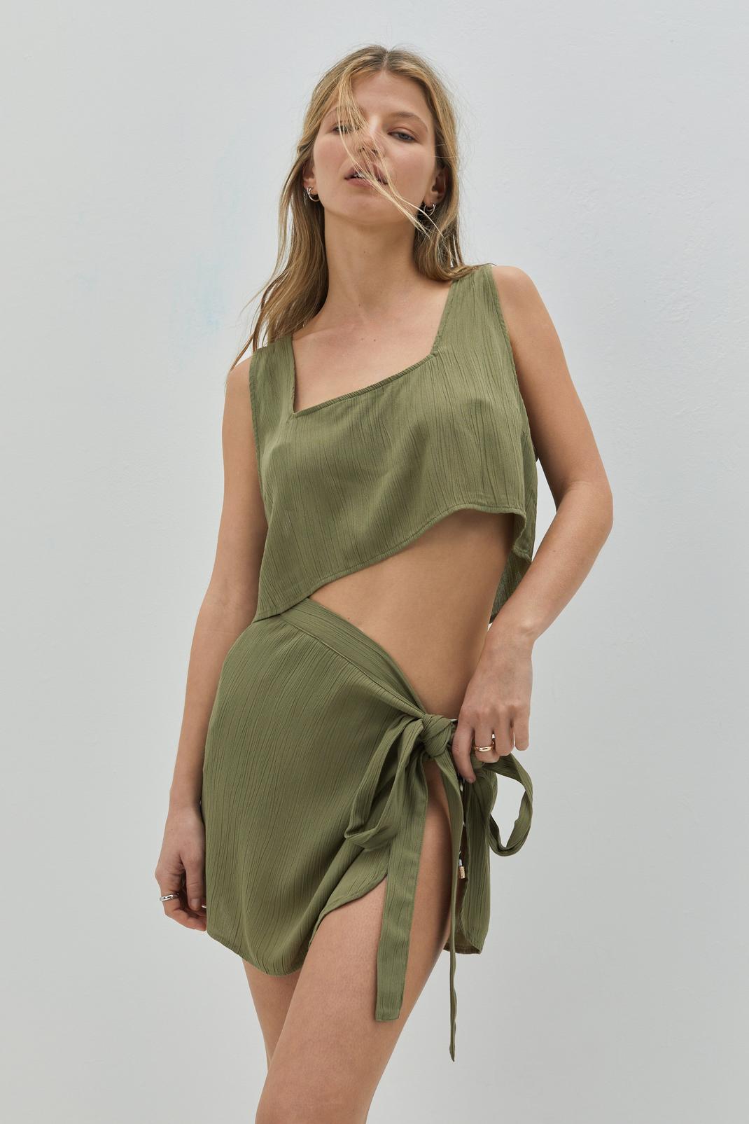 135 Crinkle Crop Top and Sarong Cover-Up Set image number 2