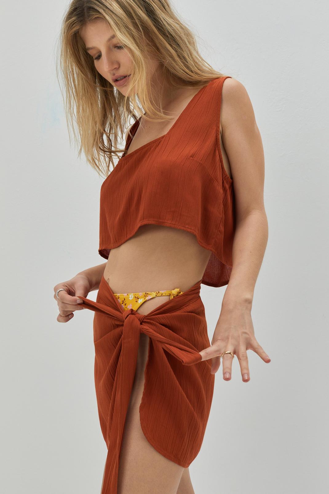208 Crinkle Crop Top and Sarong Cover-Up Set image number 1