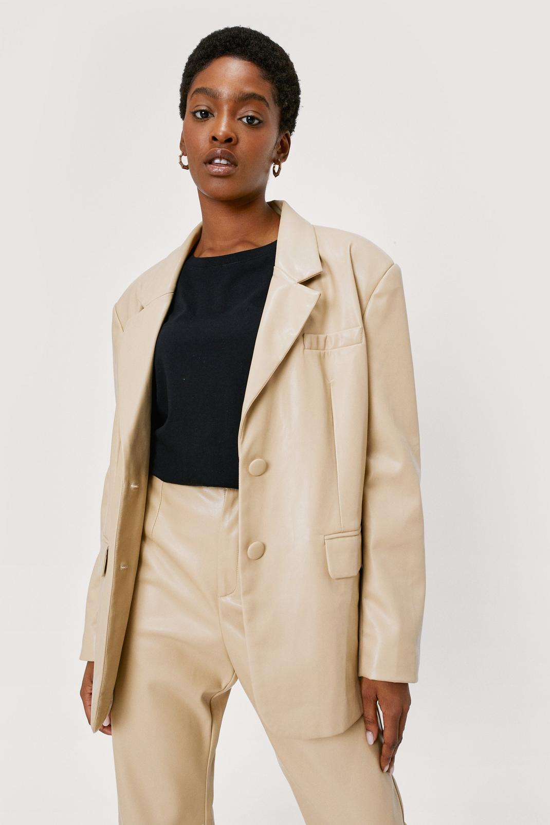 Butter Faux Leather Oversized Suit Blazer image number 1