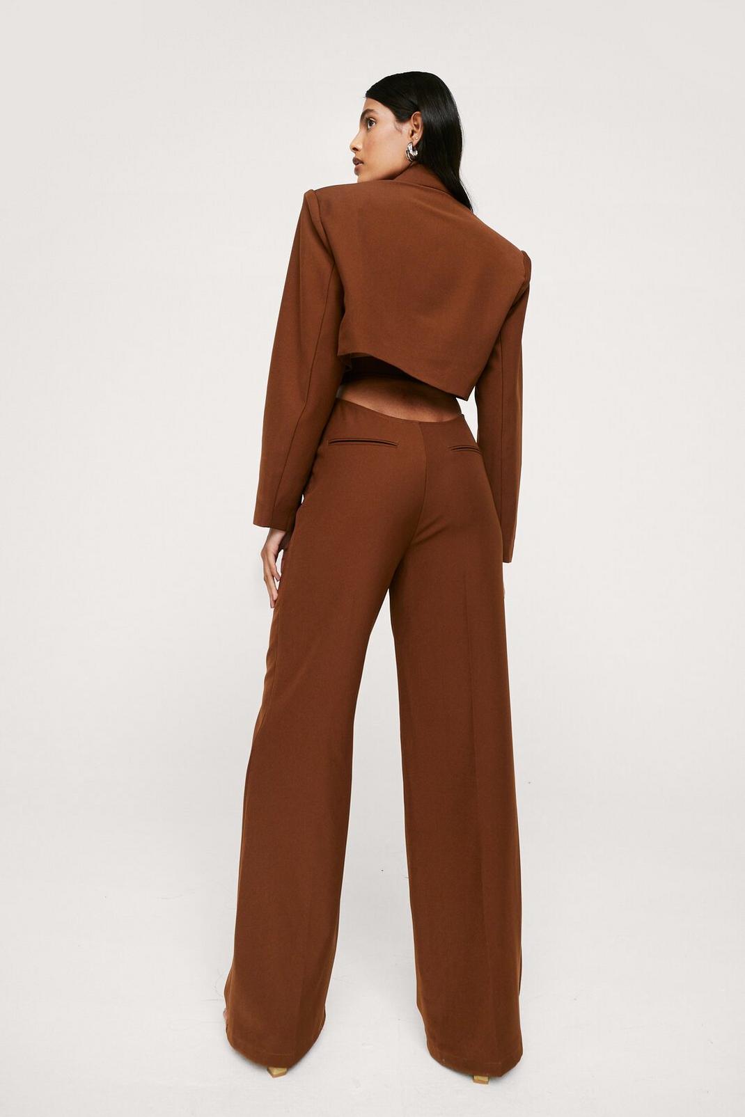 109 Belted Cut Out Pleated Wide Leg Suit Pants image number 2