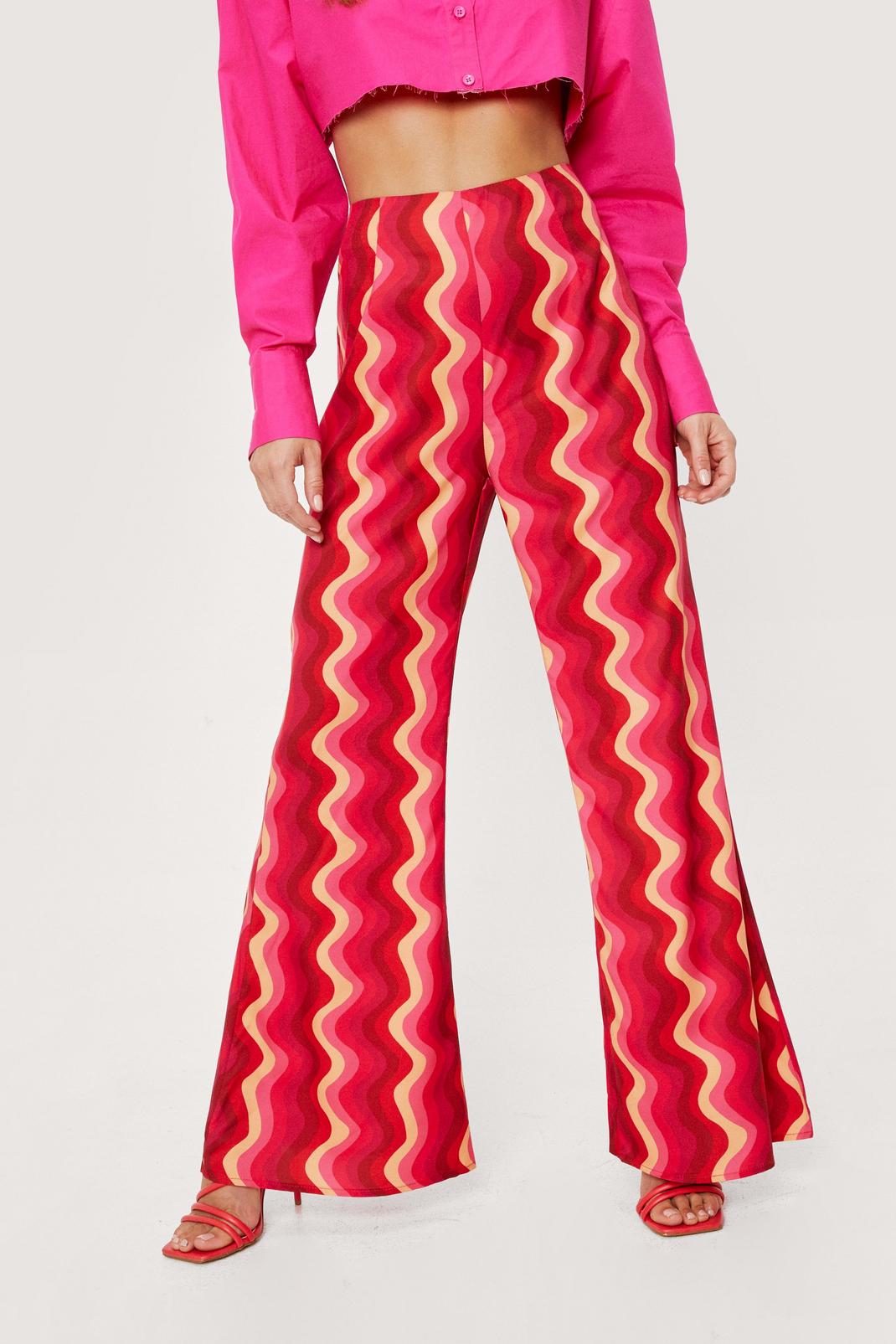 155 Petite Abstract Wave Flared Pants image number 2
