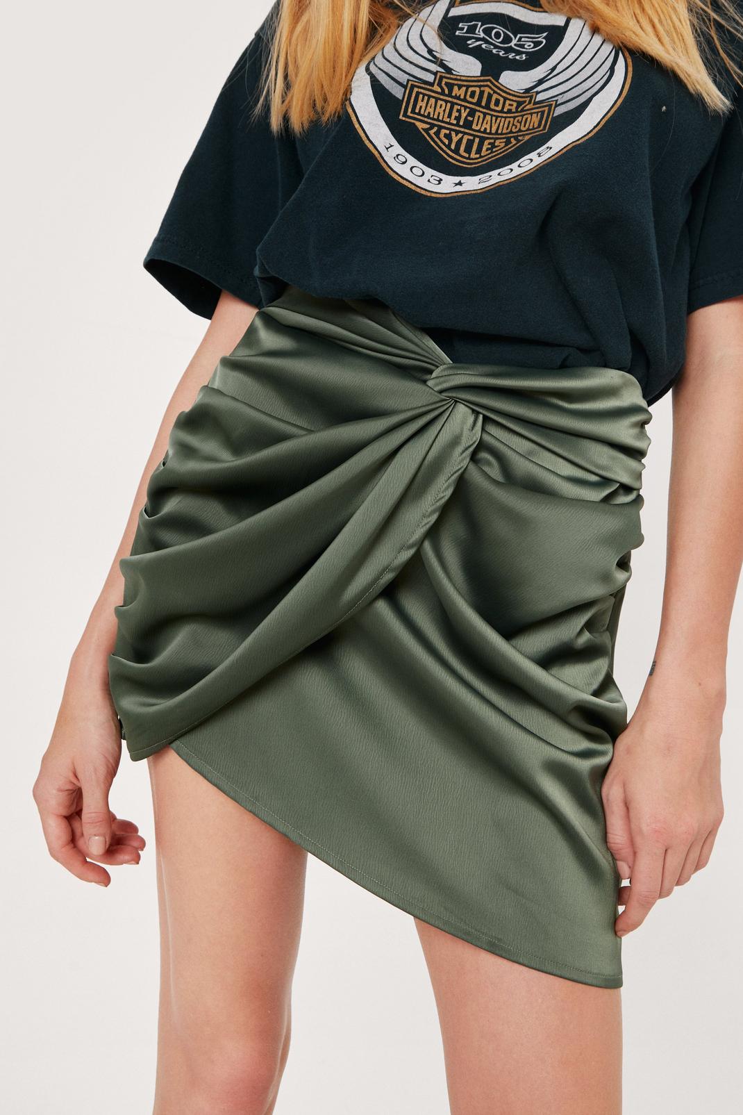 Olive Petite Knot Front Mini Skirt image number 1
