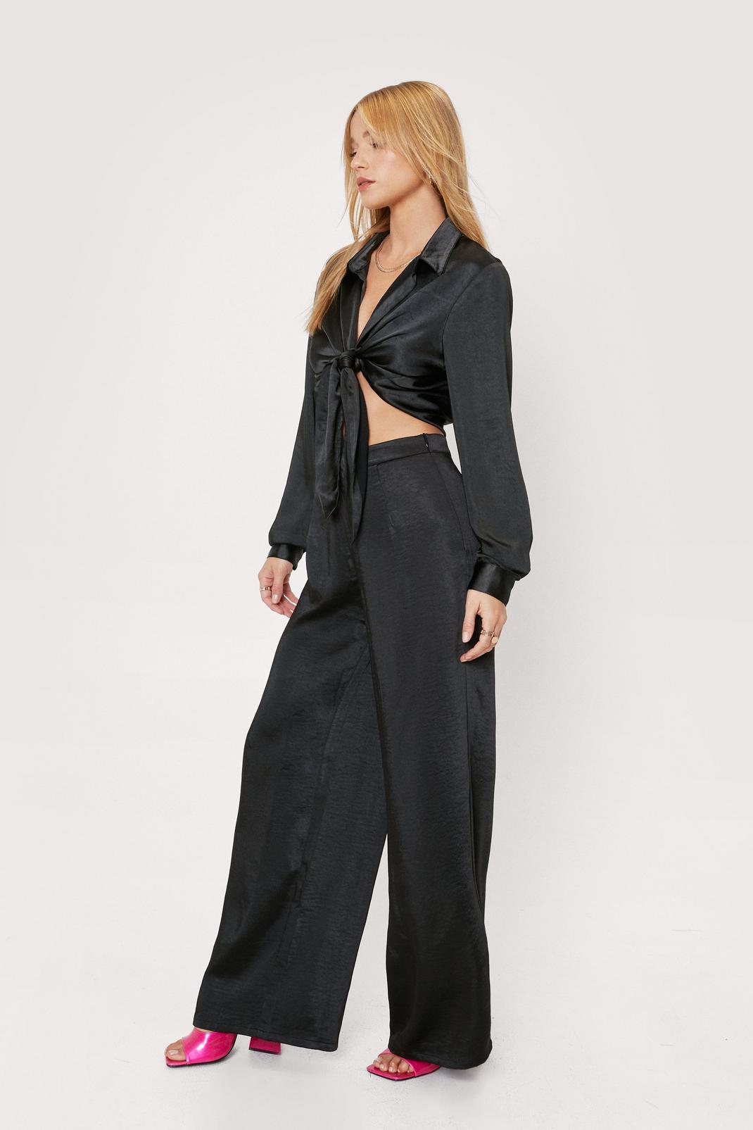 105 Petite Satin High Waisted Wide Leg Trousers image number 2
