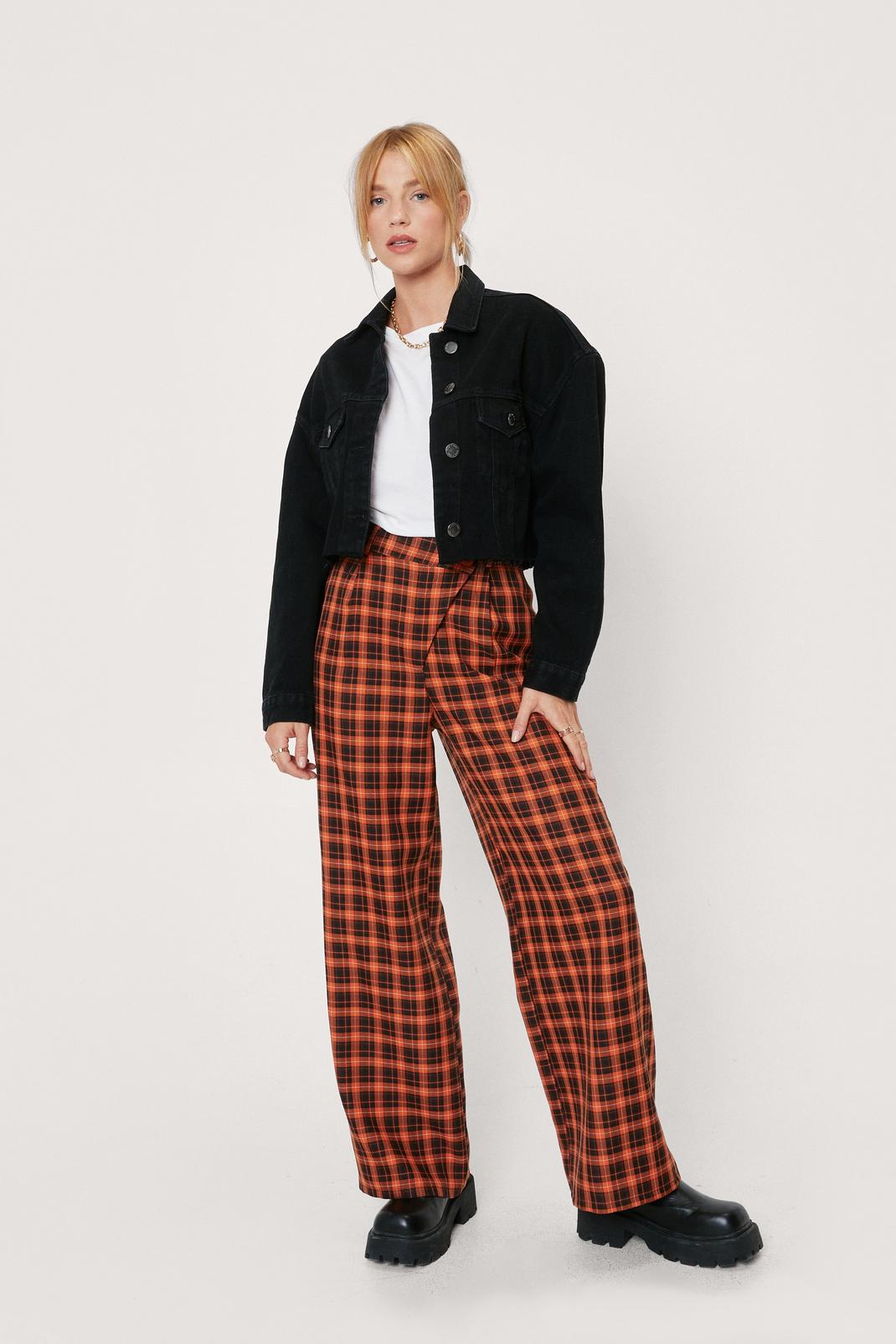 152 Petite Check Asymmetric Waist Trousers image number 2