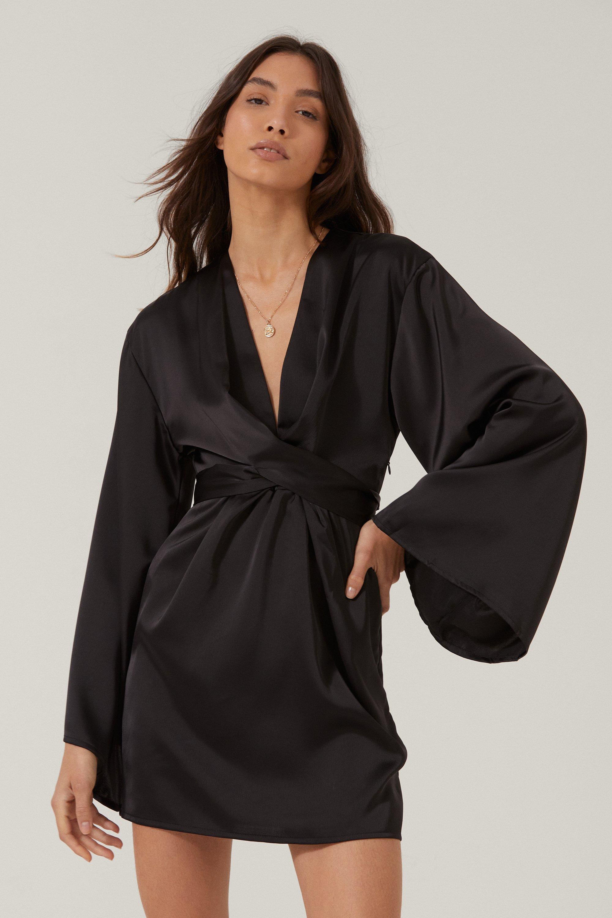 nasty gal long sleeve satin dress