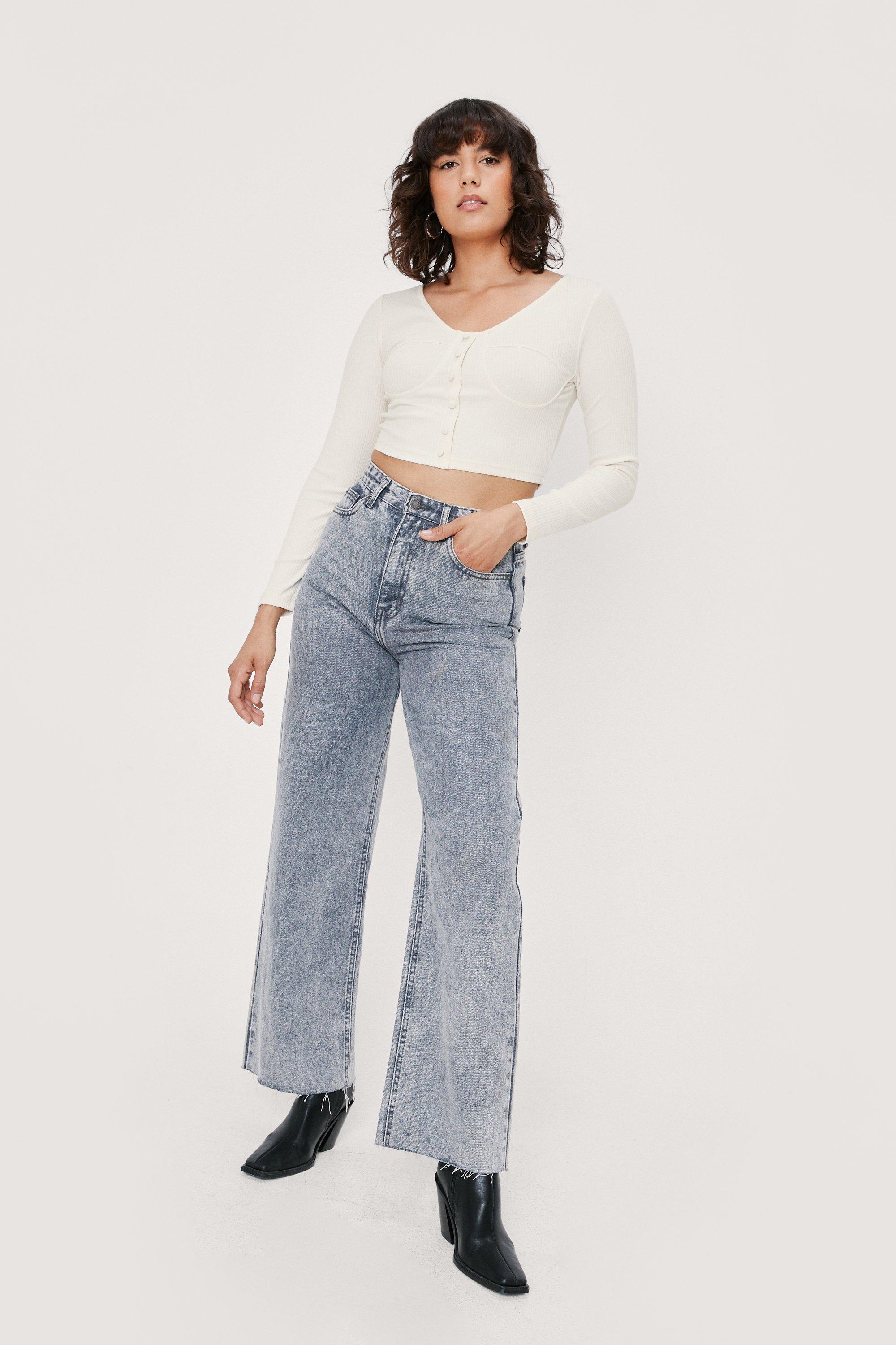 Recycled Rib Button Front Crop Top