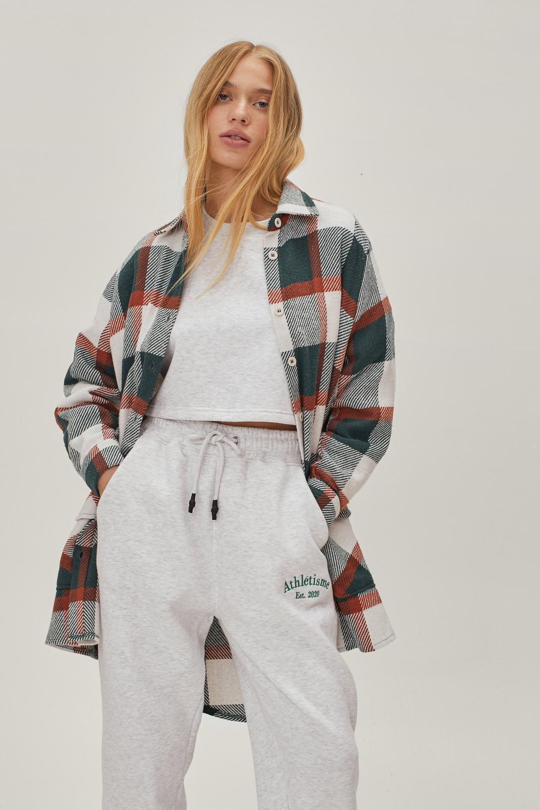 Petite Green Check Shacket image number 1