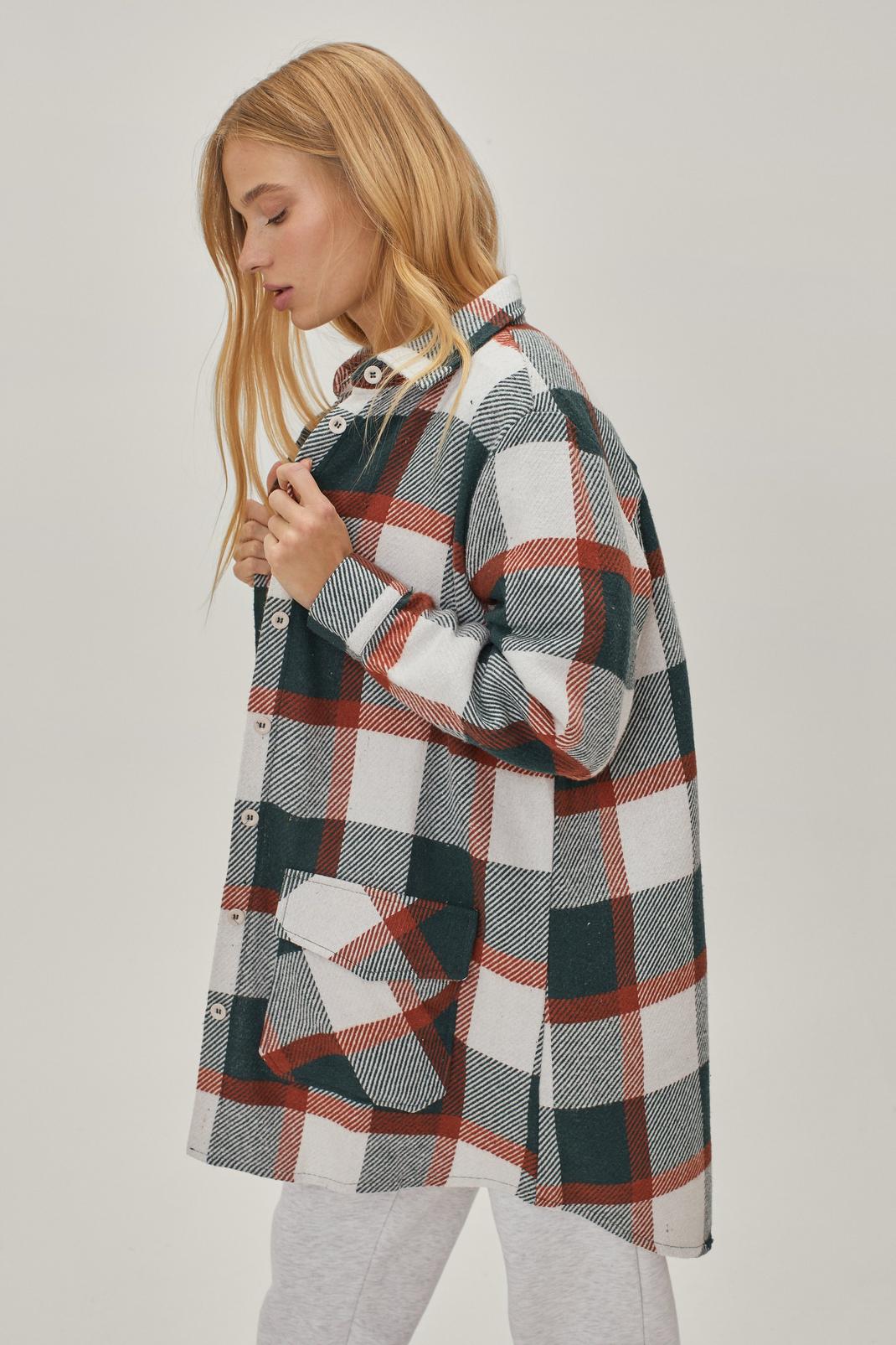 130 Petite Green Check Shacket image number 2