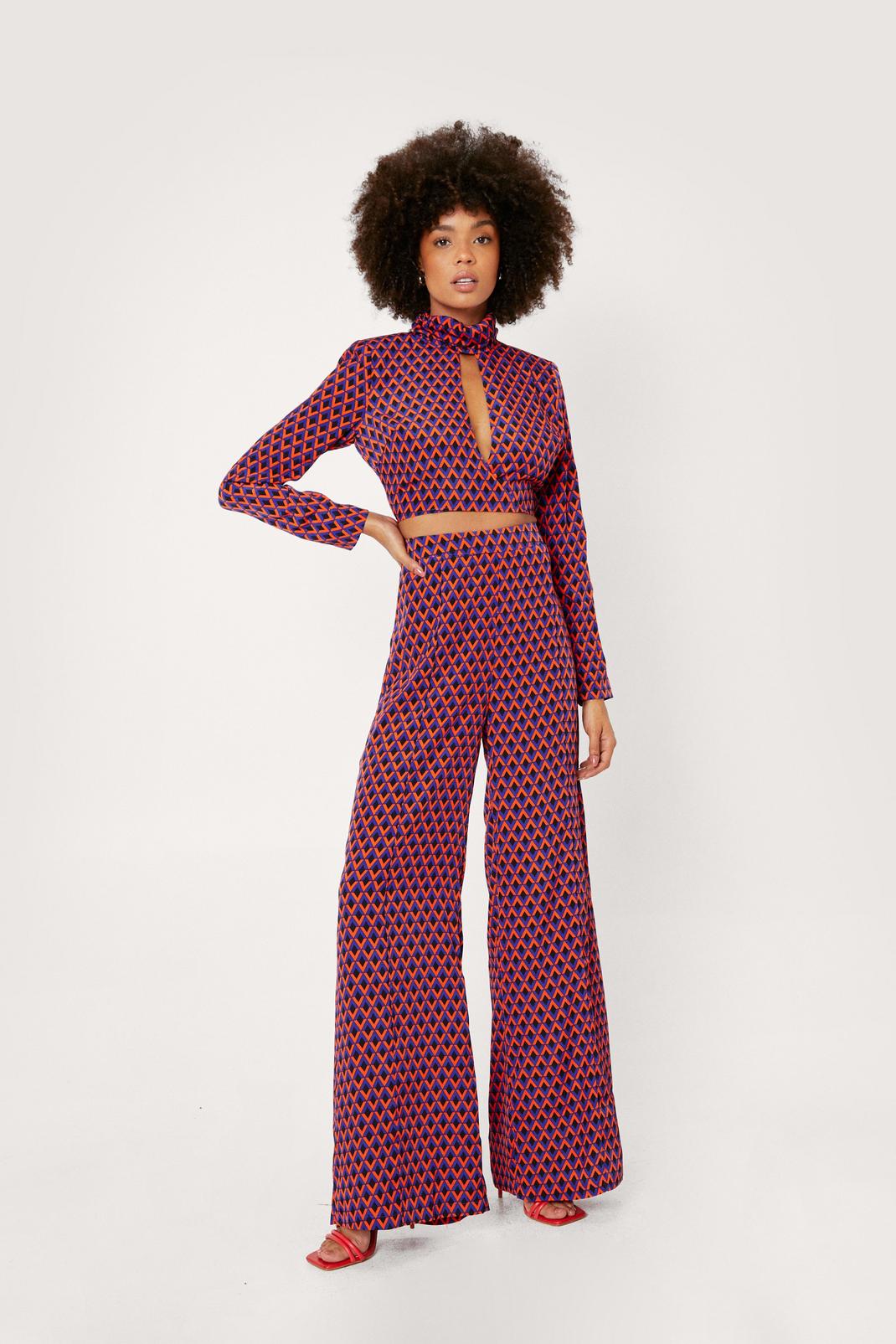 Multi Geometric Print Trousers Co Ord image number 1