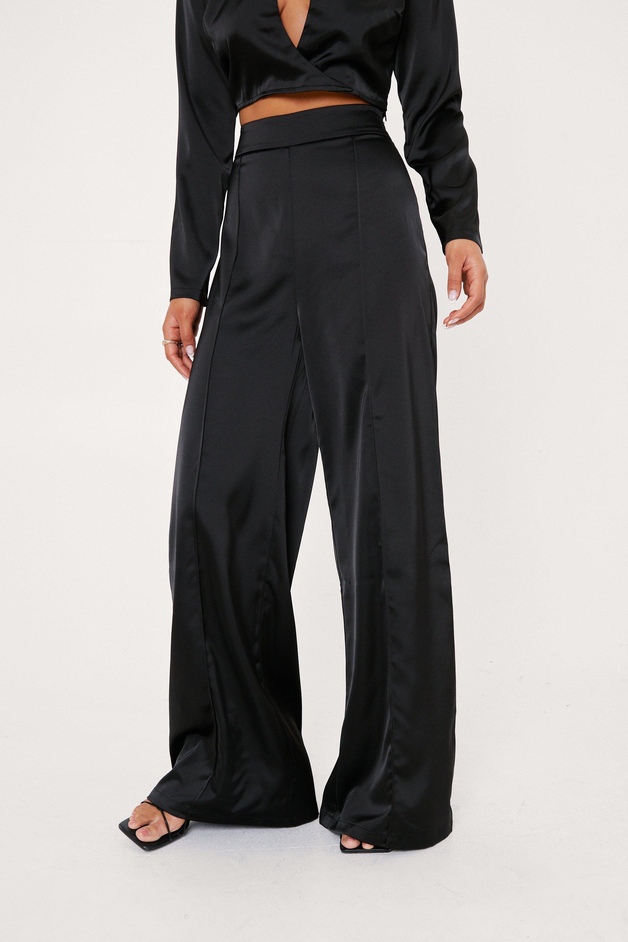 satin black trousers